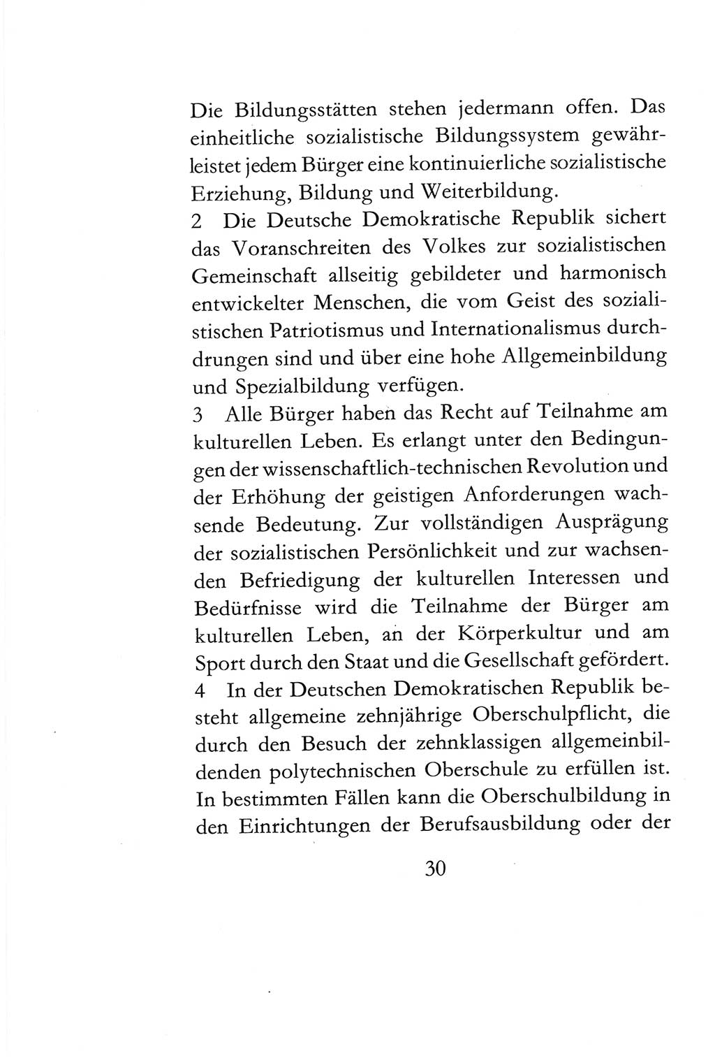 Verfassung der Deutschen Demokratischen Republik (DDR) vom 6. April 1968, Seite 30 (Verf. DDR 1968, S. 30)