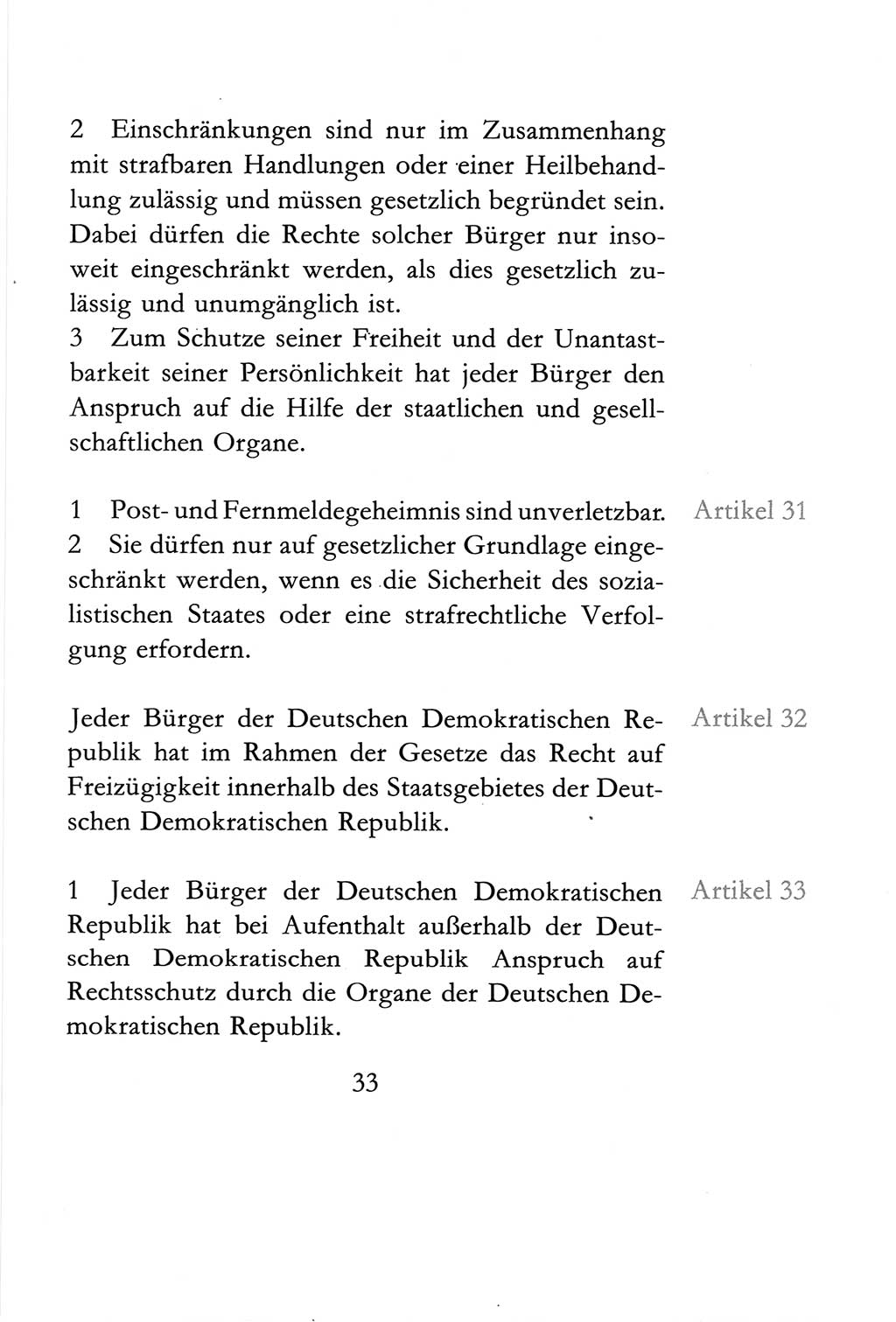 Verfassung der Deutschen Demokratischen Republik (DDR) vom 6. April 1968, Seite 33 (Verf. DDR 1968, S. 33)