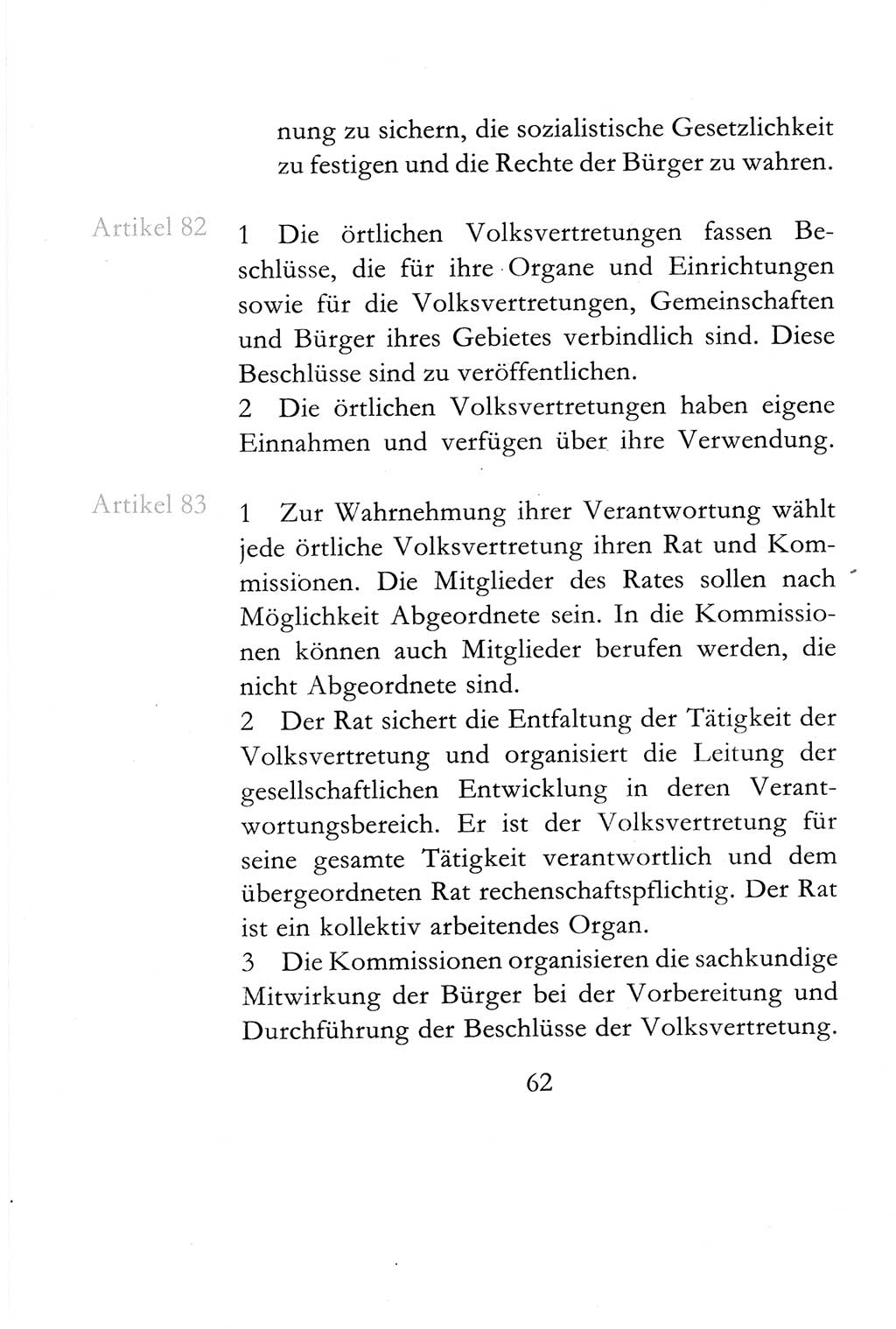 Verfassung der Deutschen Demokratischen Republik (DDR) vom 6. April 1968, Seite 62 (Verf. DDR 1968, S. 62)