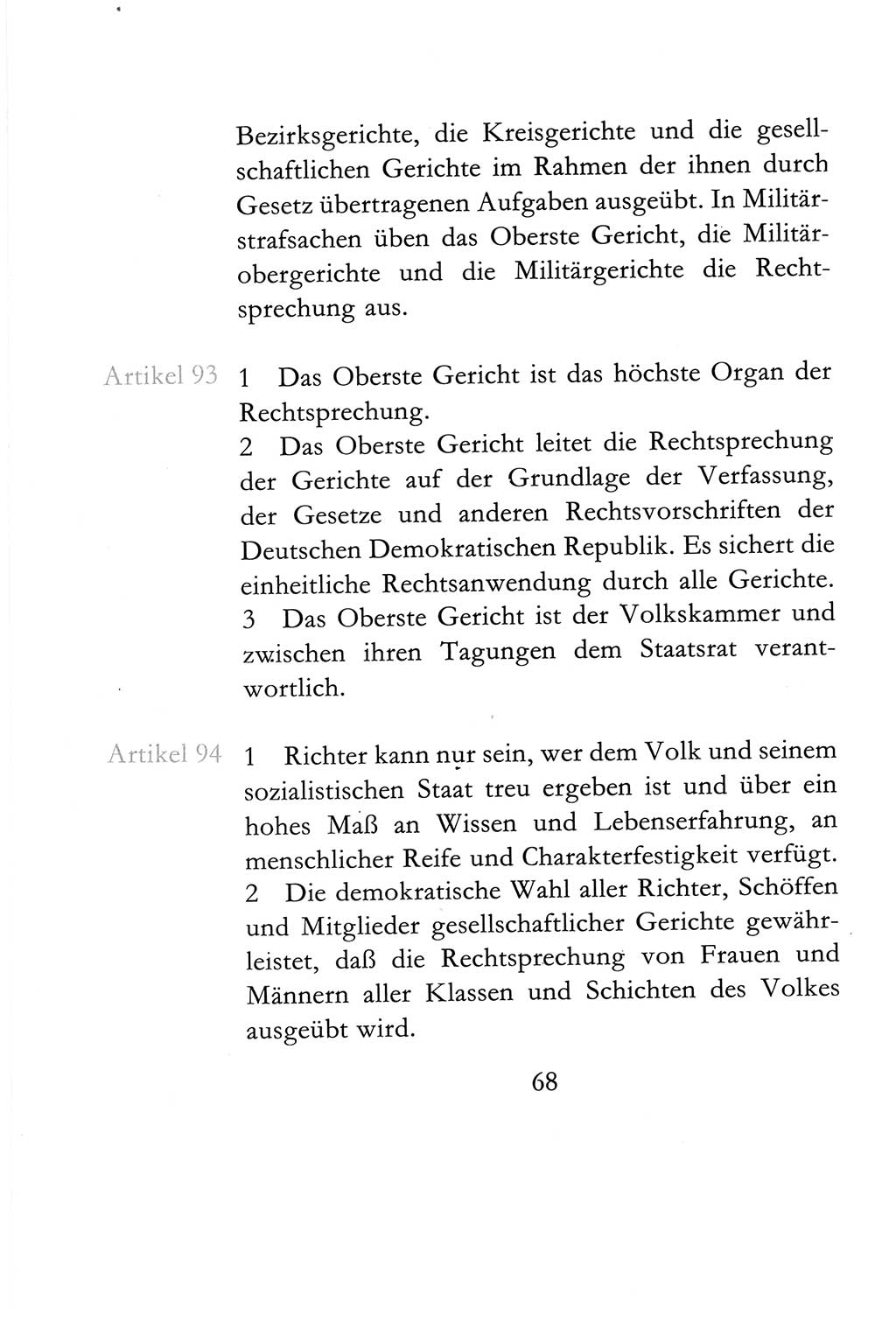 Verfassung der Deutschen Demokratischen Republik (DDR) vom 6. April 1968, Seite 68 (Verf. DDR 1968, S. 68)