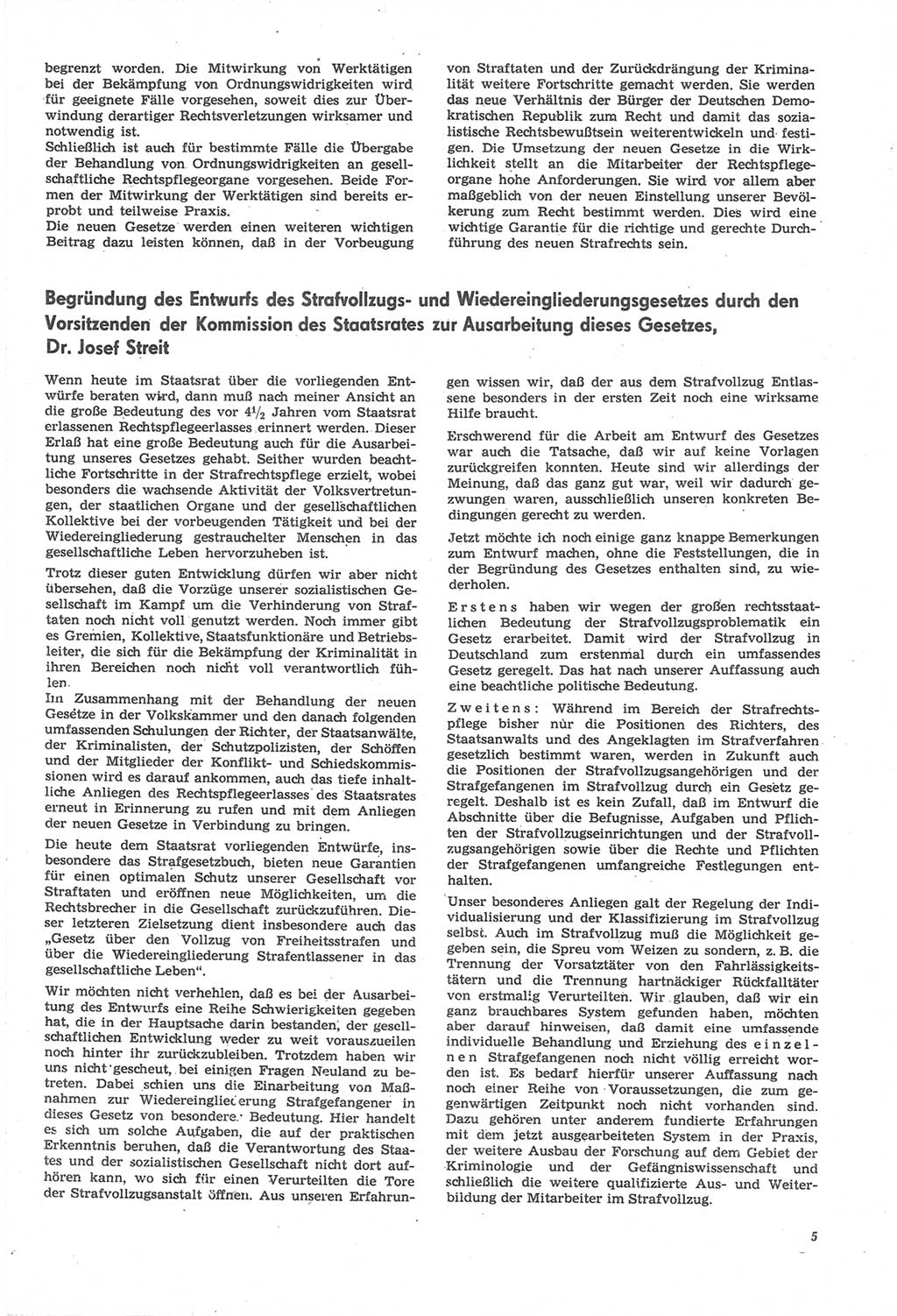 Neue Justiz (NJ), Zeitschrift für Recht und Rechtswissenschaft [Deutsche Demokratische Republik (DDR)], 22. Jahrgang 1968, Seite 5 (NJ DDR 1968, S. 5)