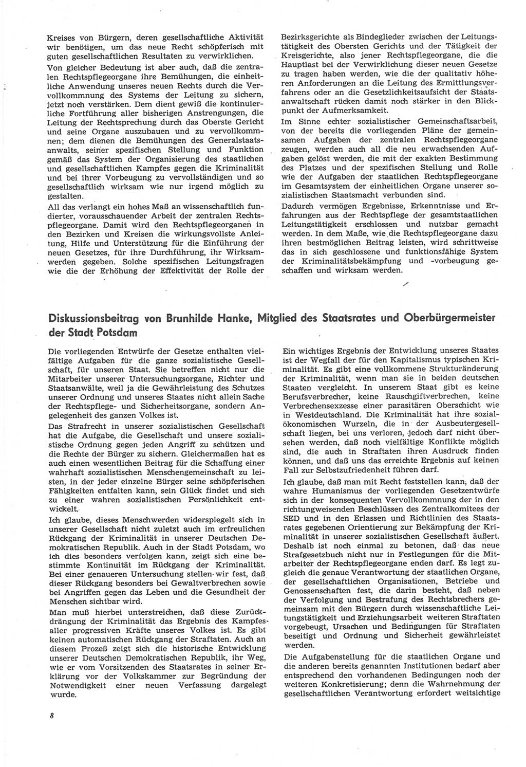 Neue Justiz (NJ), Zeitschrift für Recht und Rechtswissenschaft [Deutsche Demokratische Republik (DDR)], 22. Jahrgang 1968, Seite 8 (NJ DDR 1968, S. 8)