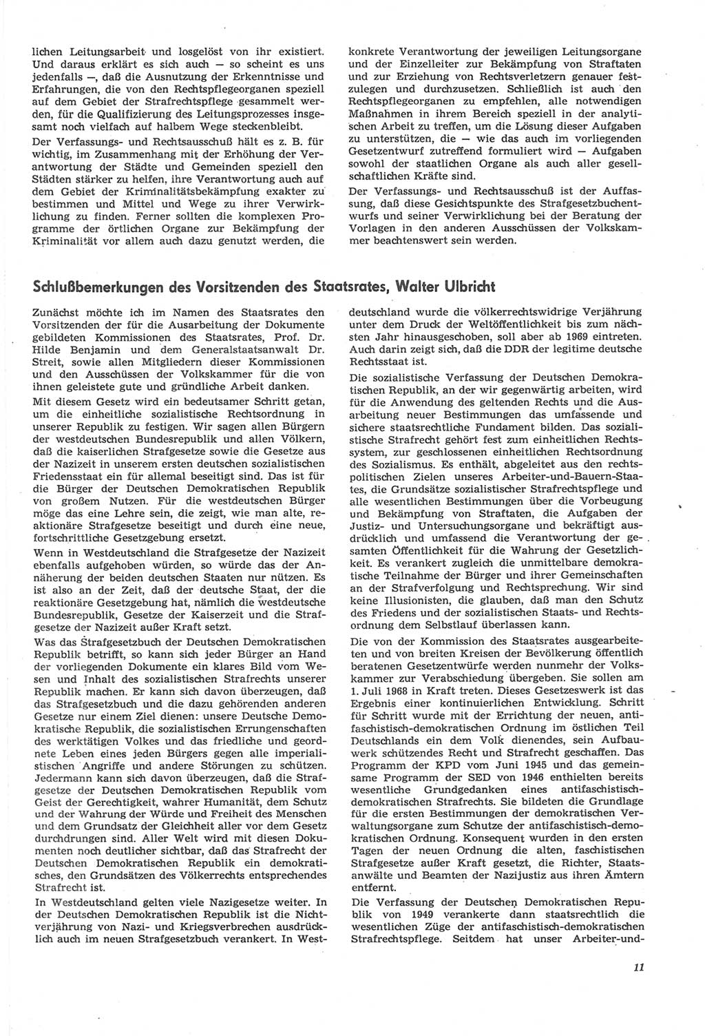 Neue Justiz (NJ), Zeitschrift für Recht und Rechtswissenschaft [Deutsche Demokratische Republik (DDR)], 22. Jahrgang 1968, Seite 11 (NJ DDR 1968, S. 11)