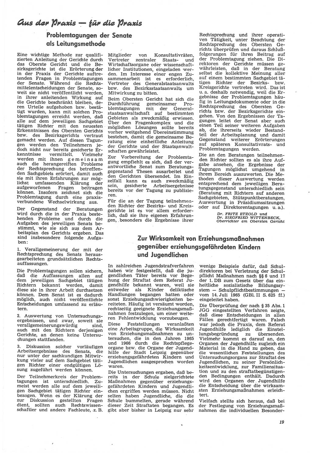 Neue Justiz (NJ), Zeitschrift für Recht und Rechtswissenschaft [Deutsche Demokratische Republik (DDR)], 22. Jahrgang 1968, Seite 19 (NJ DDR 1968, S. 19)