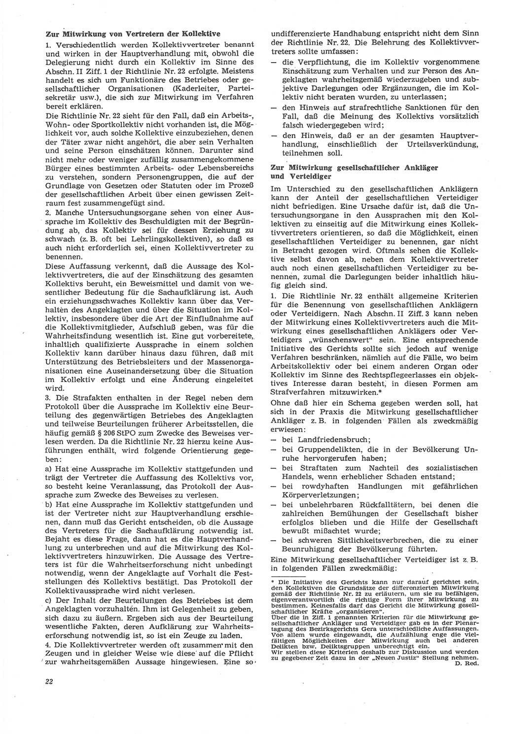Neue Justiz (NJ), Zeitschrift für Recht und Rechtswissenschaft [Deutsche Demokratische Republik (DDR)], 22. Jahrgang 1968, Seite 22 (NJ DDR 1968, S. 22)