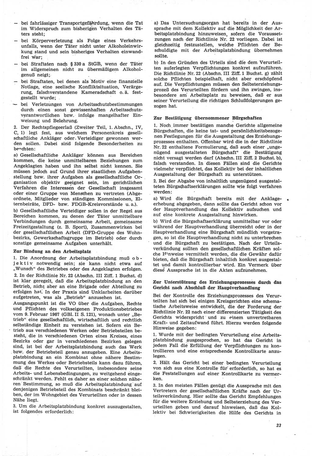 Neue Justiz (NJ), Zeitschrift für Recht und Rechtswissenschaft [Deutsche Demokratische Republik (DDR)], 22. Jahrgang 1968, Seite 23 (NJ DDR 1968, S. 23)