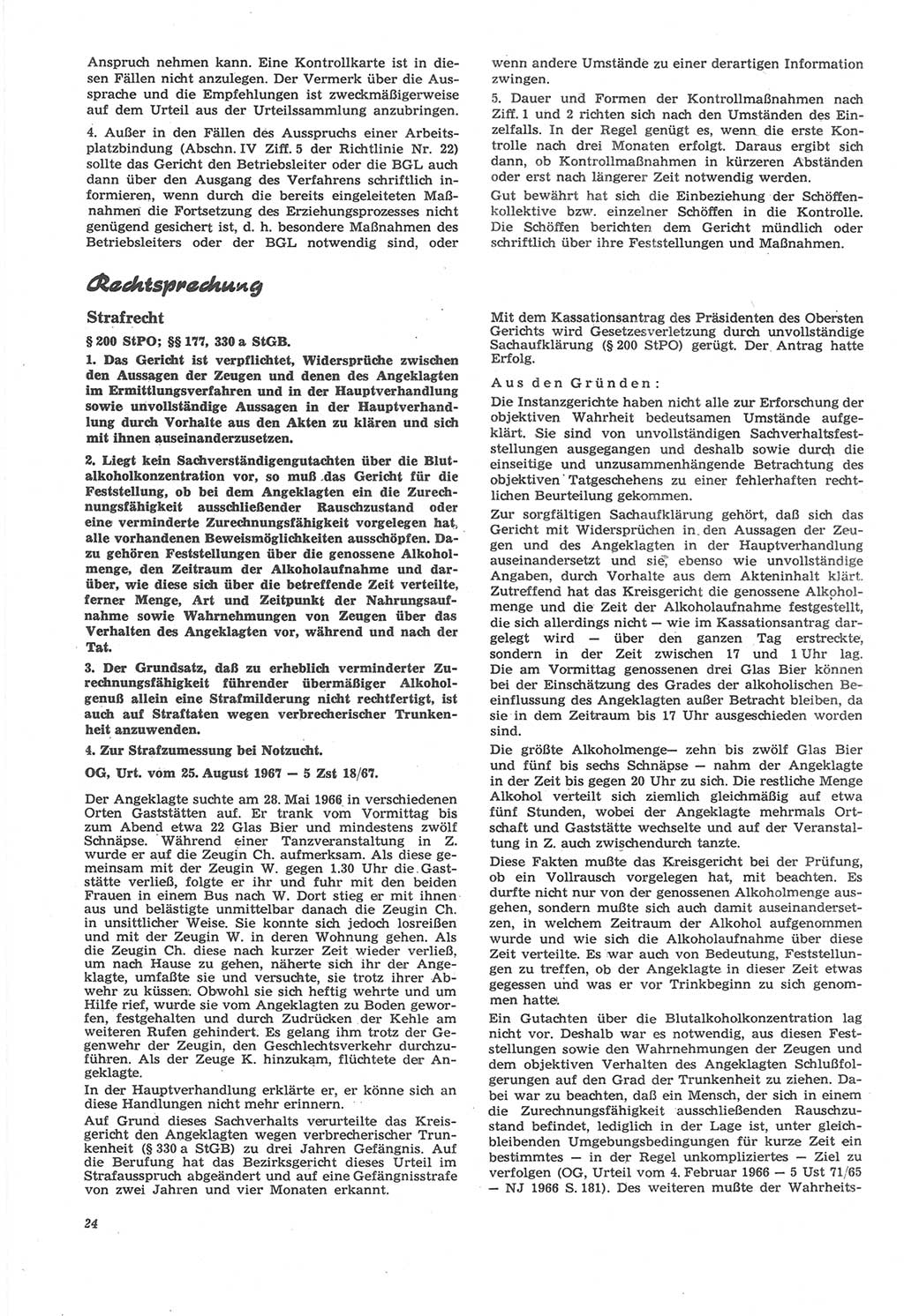 Neue Justiz (NJ), Zeitschrift für Recht und Rechtswissenschaft [Deutsche Demokratische Republik (DDR)], 22. Jahrgang 1968, Seite 24 (NJ DDR 1968, S. 24)