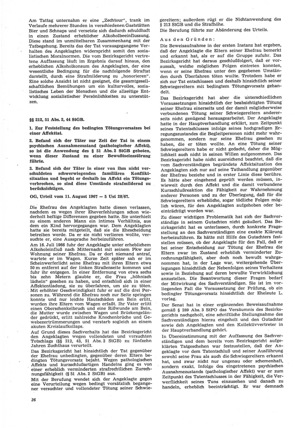 Neue Justiz (NJ), Zeitschrift für Recht und Rechtswissenschaft [Deutsche Demokratische Republik (DDR)], 22. Jahrgang 1968, Seite 26 (NJ DDR 1968, S. 26)