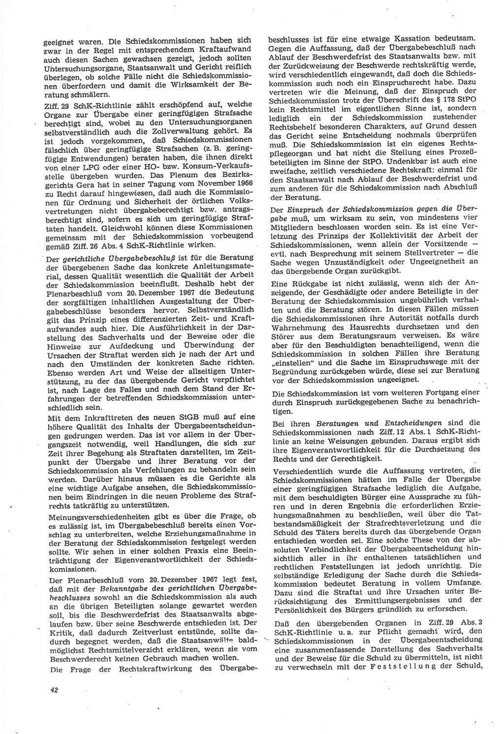 Neue Justiz (NJ), Zeitschrift für Recht und Rechtswissenschaft [Deutsche Demokratische Republik (DDR)], 22. Jahrgang 1968, Seite 42 (NJ DDR 1968, S. 42)