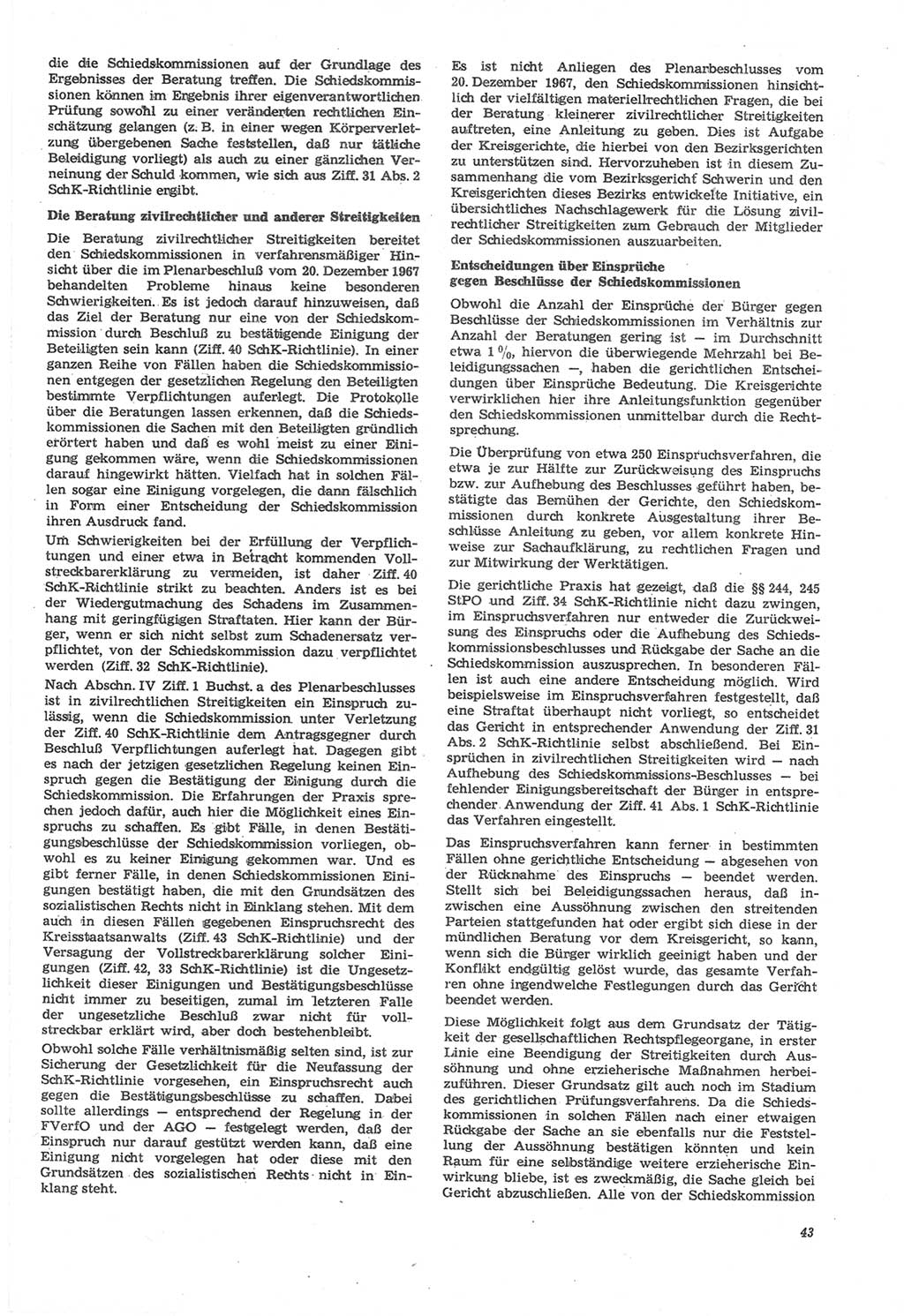 Neue Justiz (NJ), Zeitschrift für Recht und Rechtswissenschaft [Deutsche Demokratische Republik (DDR)], 22. Jahrgang 1968, Seite 43 (NJ DDR 1968, S. 43)