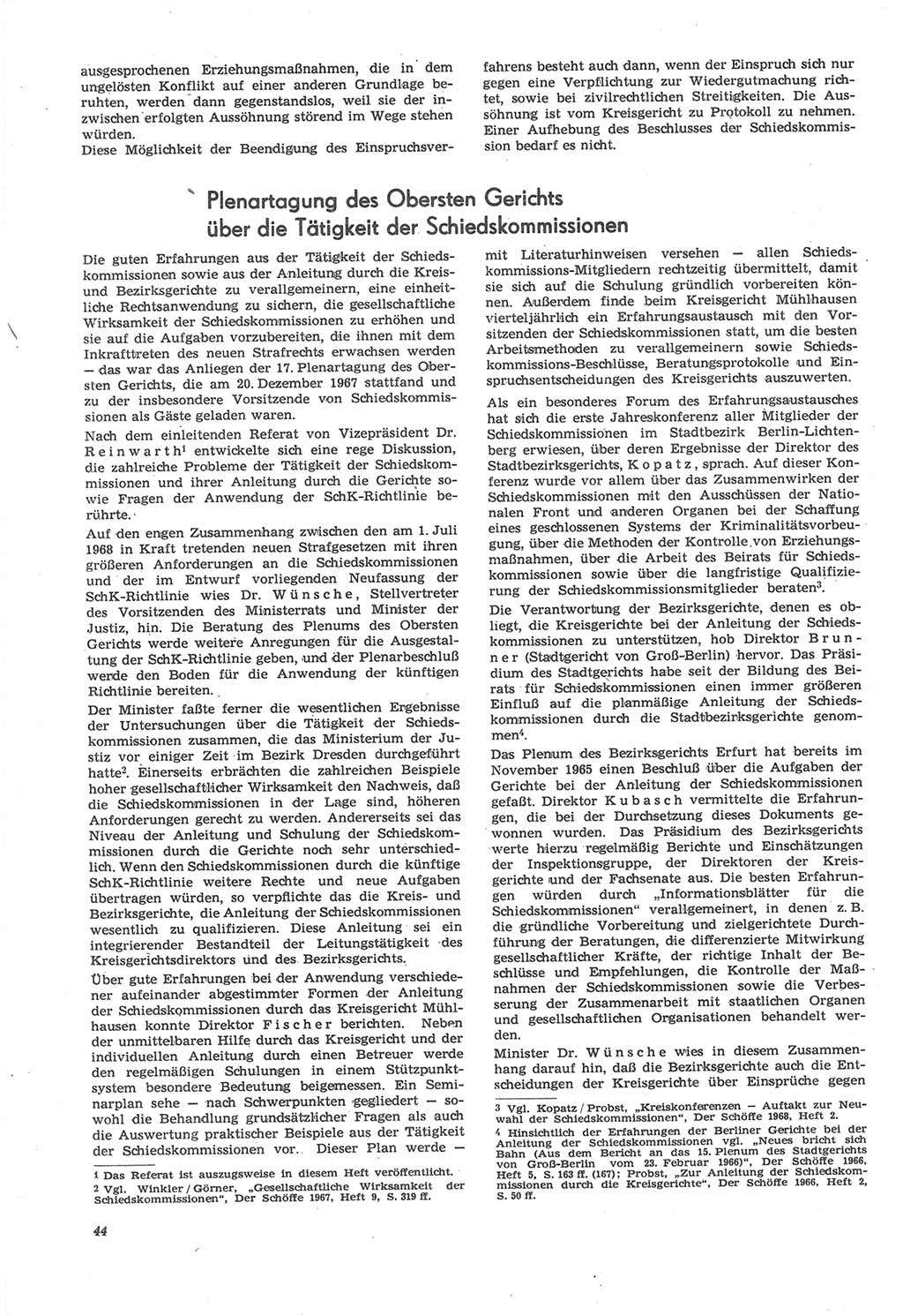 Neue Justiz (NJ), Zeitschrift für Recht und Rechtswissenschaft [Deutsche Demokratische Republik (DDR)], 22. Jahrgang 1968, Seite 44 (NJ DDR 1968, S. 44)