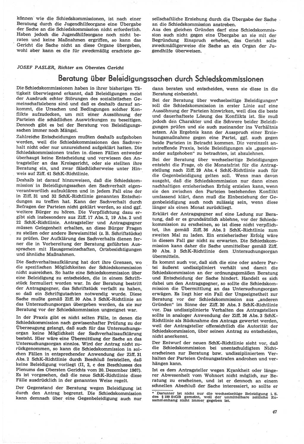 Neue Justiz (NJ), Zeitschrift für Recht und Rechtswissenschaft [Deutsche Demokratische Republik (DDR)], 22. Jahrgang 1968, Seite 47 (NJ DDR 1968, S. 47)