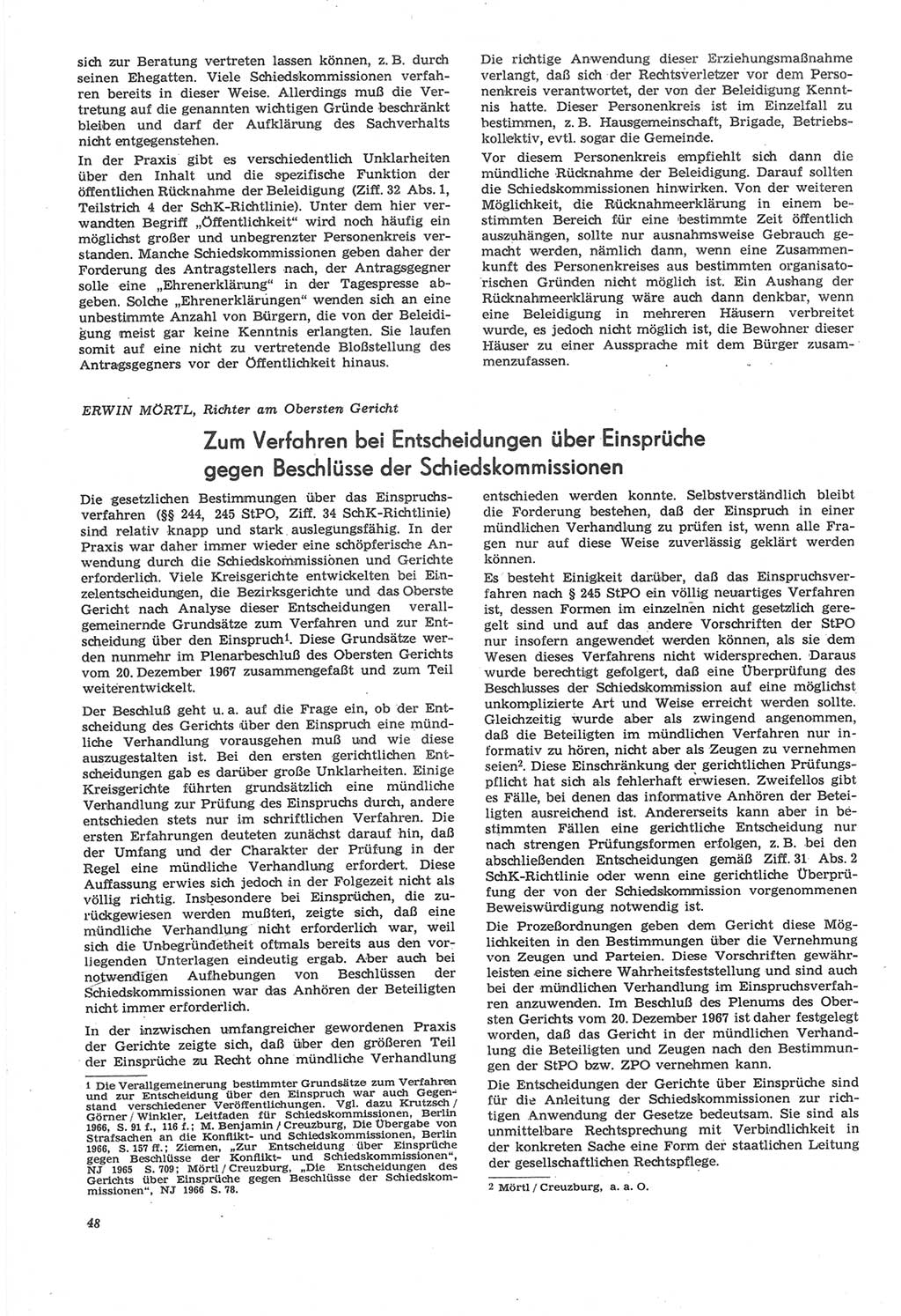Neue Justiz (NJ), Zeitschrift für Recht und Rechtswissenschaft [Deutsche Demokratische Republik (DDR)], 22. Jahrgang 1968, Seite 48 (NJ DDR 1968, S. 48)