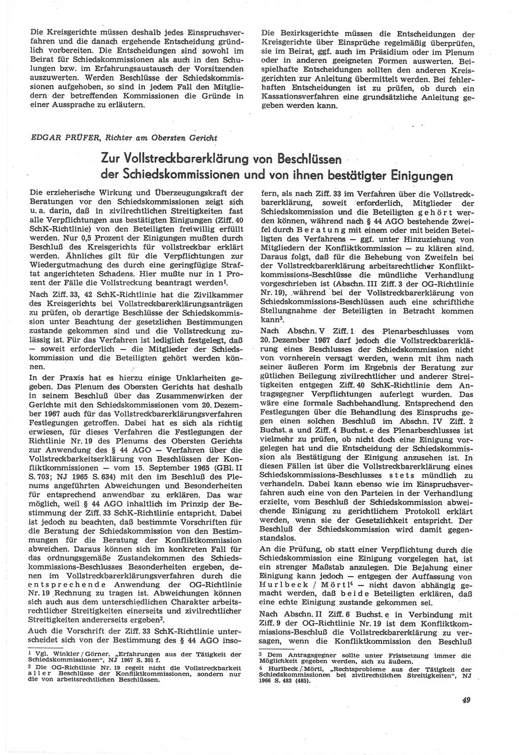 Neue Justiz (NJ), Zeitschrift für Recht und Rechtswissenschaft [Deutsche Demokratische Republik (DDR)], 22. Jahrgang 1968, Seite 49 (NJ DDR 1968, S. 49)