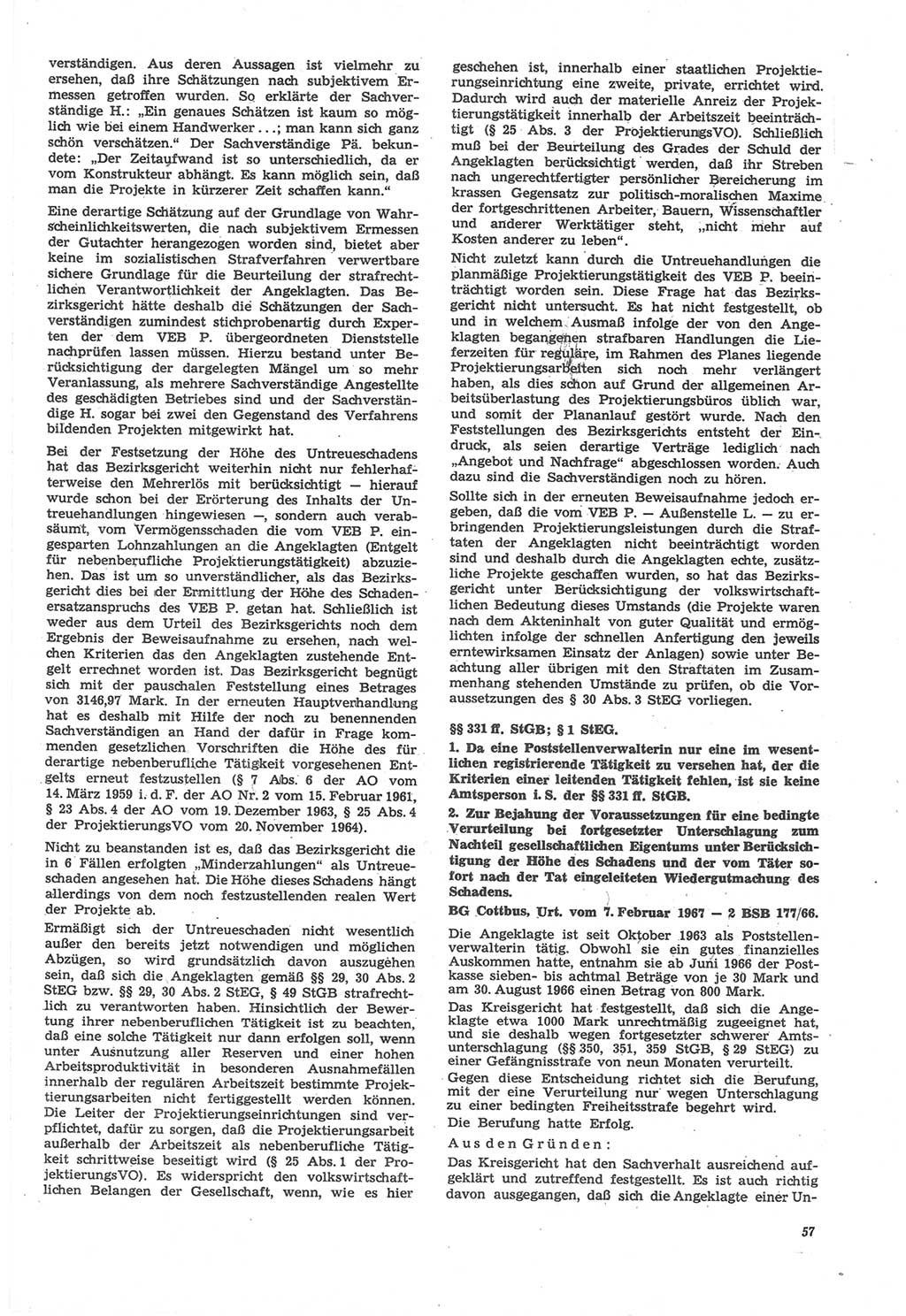 Neue Justiz (NJ), Zeitschrift für Recht und Rechtswissenschaft [Deutsche Demokratische Republik (DDR)], 22. Jahrgang 1968, Seite 57 (NJ DDR 1968, S. 57)