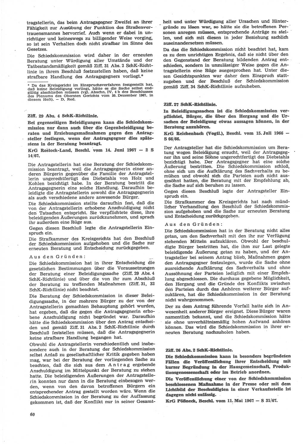Neue Justiz (NJ), Zeitschrift für Recht und Rechtswissenschaft [Deutsche Demokratische Republik (DDR)], 22. Jahrgang 1968, Seite 60 (NJ DDR 1968, S. 60)