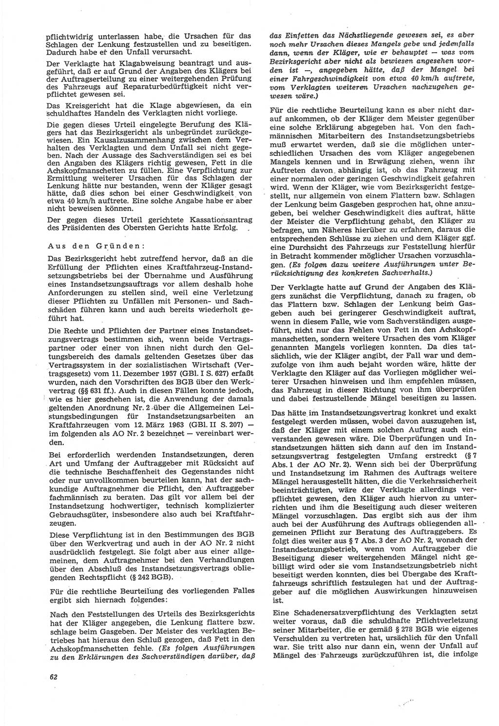 Neue Justiz (NJ), Zeitschrift für Recht und Rechtswissenschaft [Deutsche Demokratische Republik (DDR)], 22. Jahrgang 1968, Seite 62 (NJ DDR 1968, S. 62)