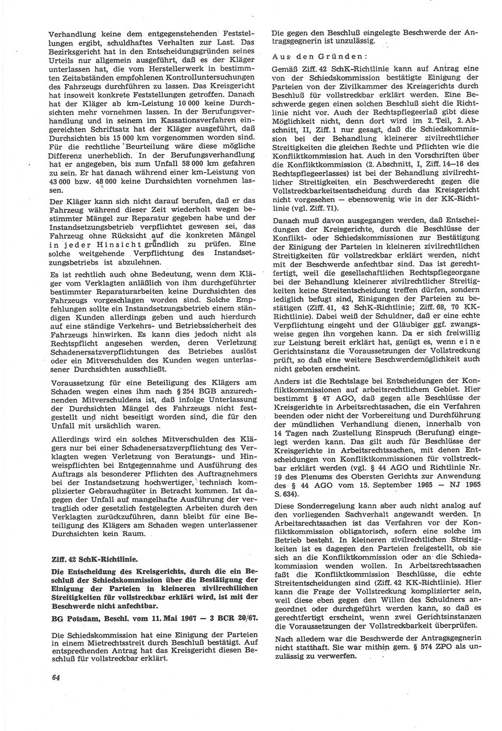 Neue Justiz (NJ), Zeitschrift für Recht und Rechtswissenschaft [Deutsche Demokratische Republik (DDR)], 22. Jahrgang 1968, Seite 64 (NJ DDR 1968, S. 64)