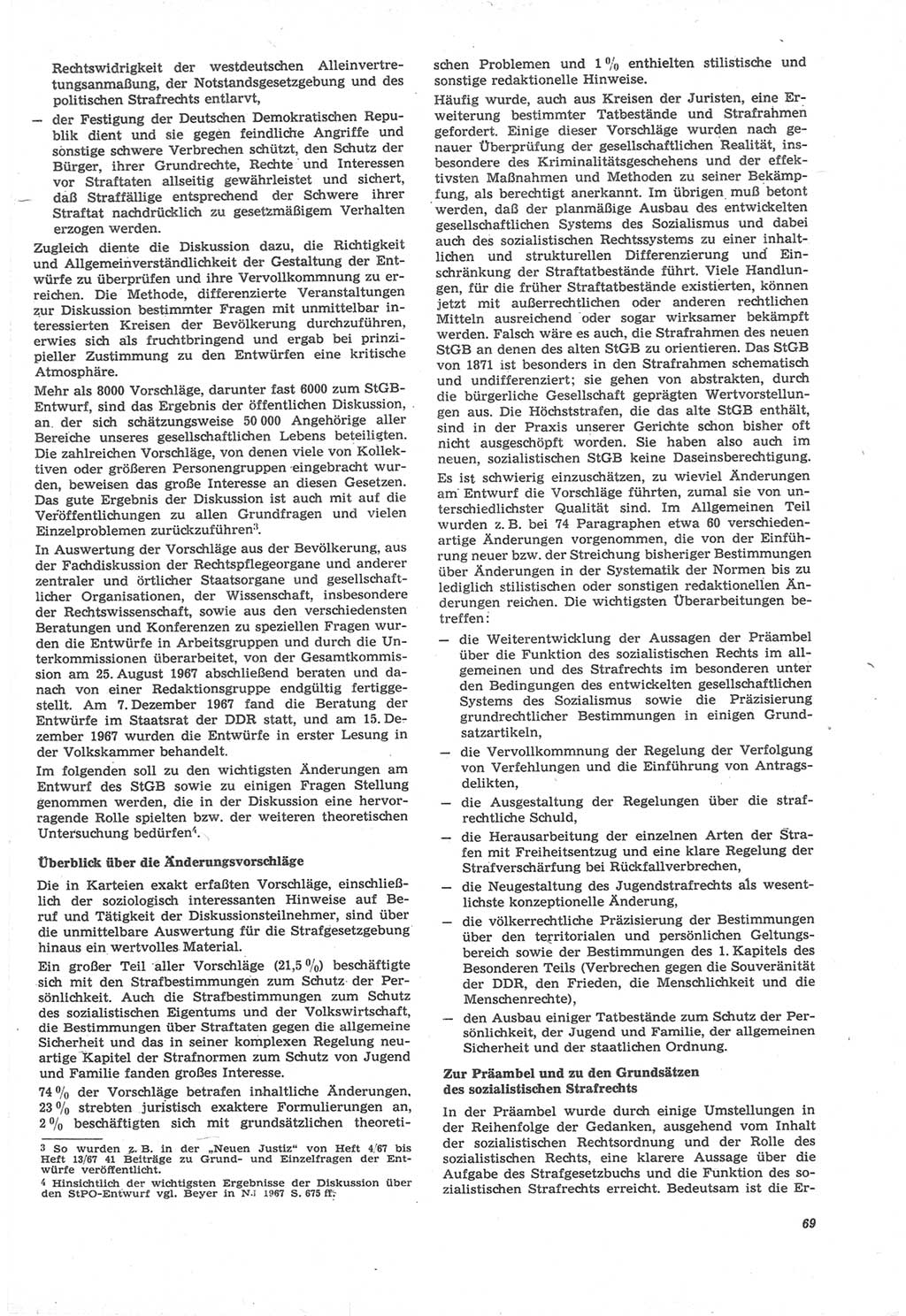 Neue Justiz (NJ), Zeitschrift für Recht und Rechtswissenschaft [Deutsche Demokratische Republik (DDR)], 22. Jahrgang 1968, Seite 69 (NJ DDR 1968, S. 69)