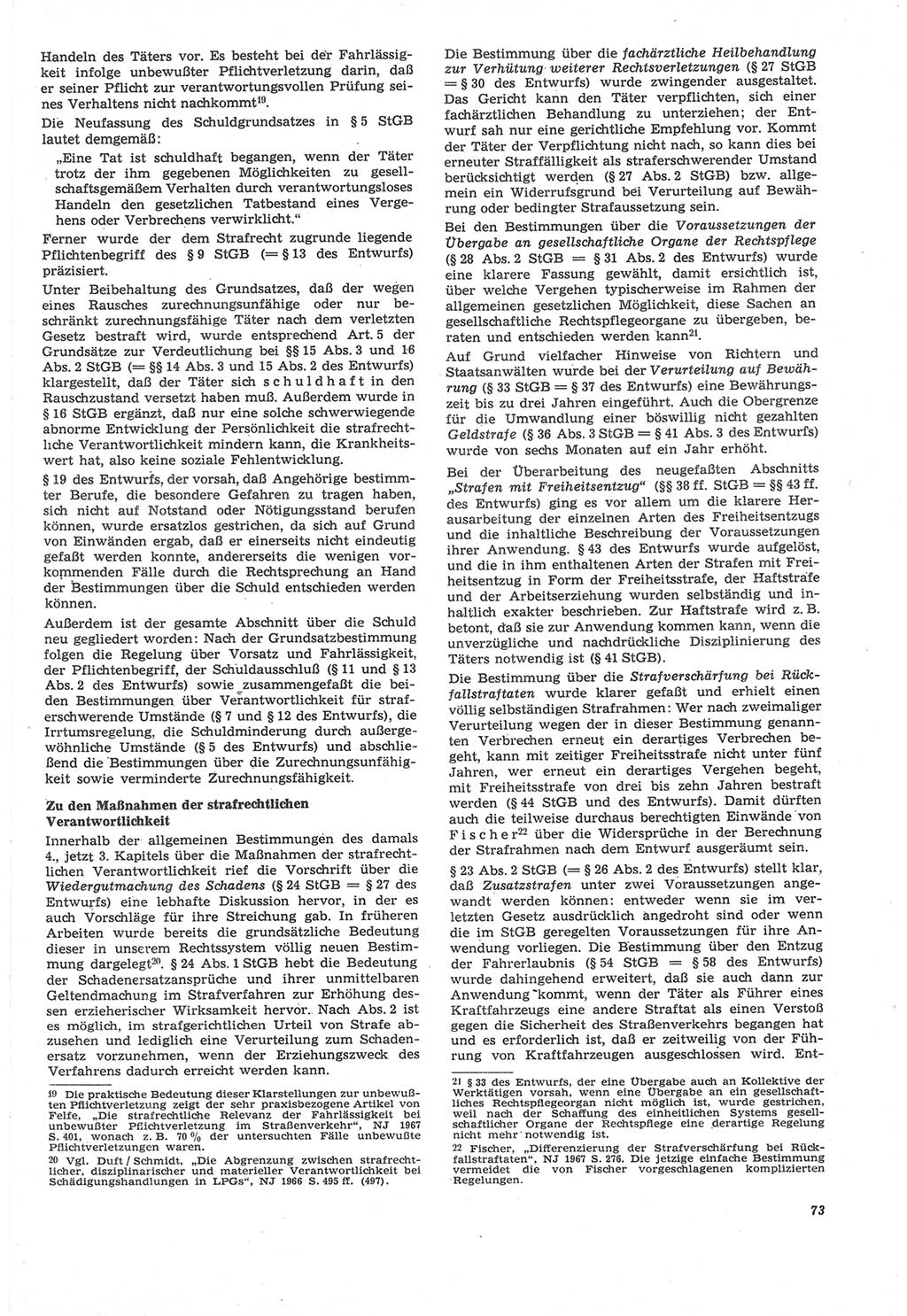 Neue Justiz (NJ), Zeitschrift für Recht und Rechtswissenschaft [Deutsche Demokratische Republik (DDR)], 22. Jahrgang 1968, Seite 73 (NJ DDR 1968, S. 73)