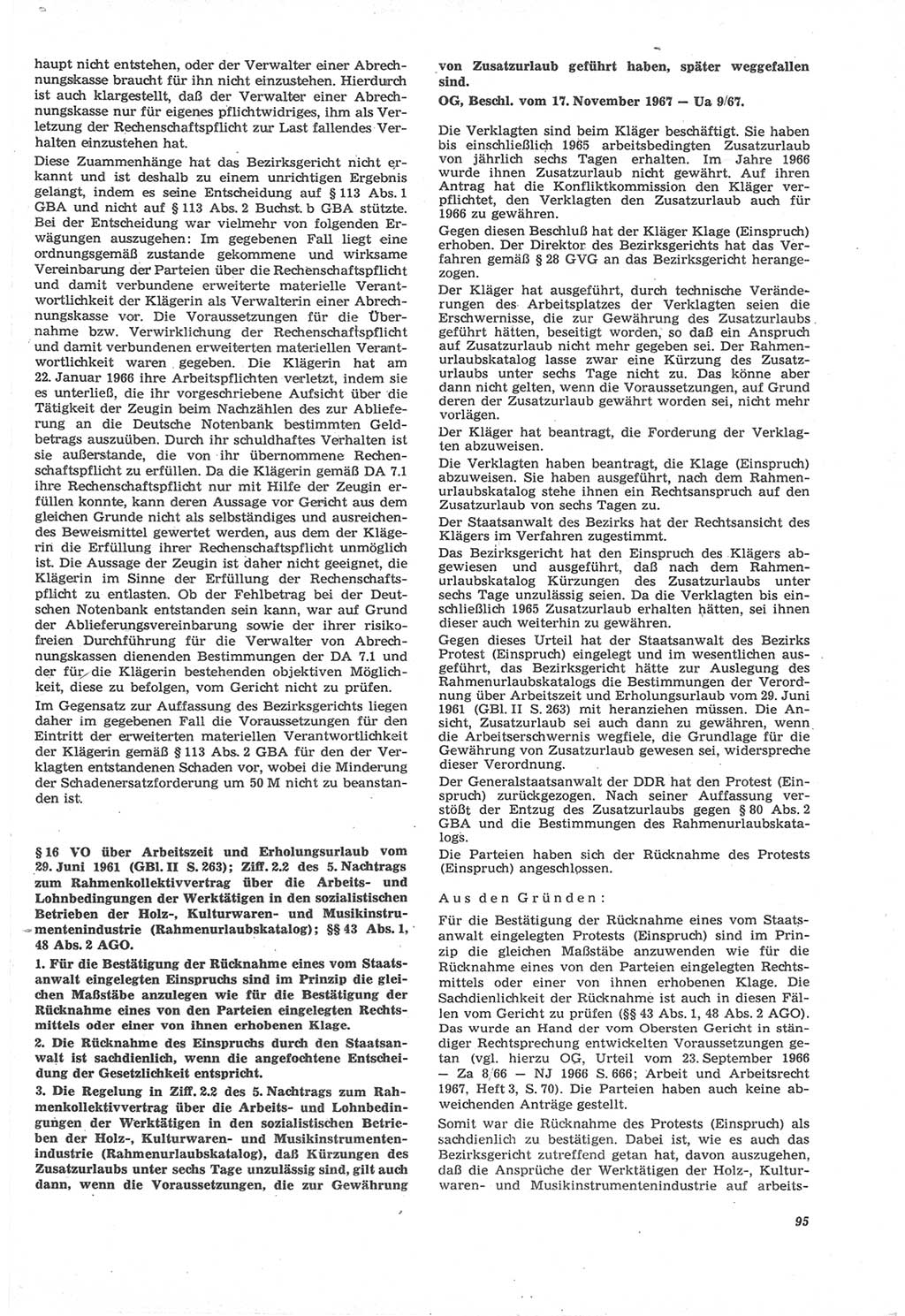 Neue Justiz (NJ), Zeitschrift für Recht und Rechtswissenschaft [Deutsche Demokratische Republik (DDR)], 22. Jahrgang 1968, Seite 95 (NJ DDR 1968, S. 95)