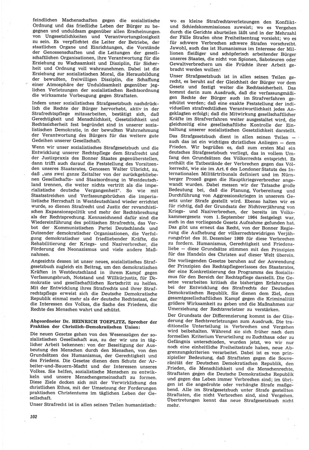 Neue Justiz (NJ), Zeitschrift für Recht und Rechtswissenschaft [Deutsche Demokratische Republik (DDR)], 22. Jahrgang 1968, Seite 102 (NJ DDR 1968, S. 102)