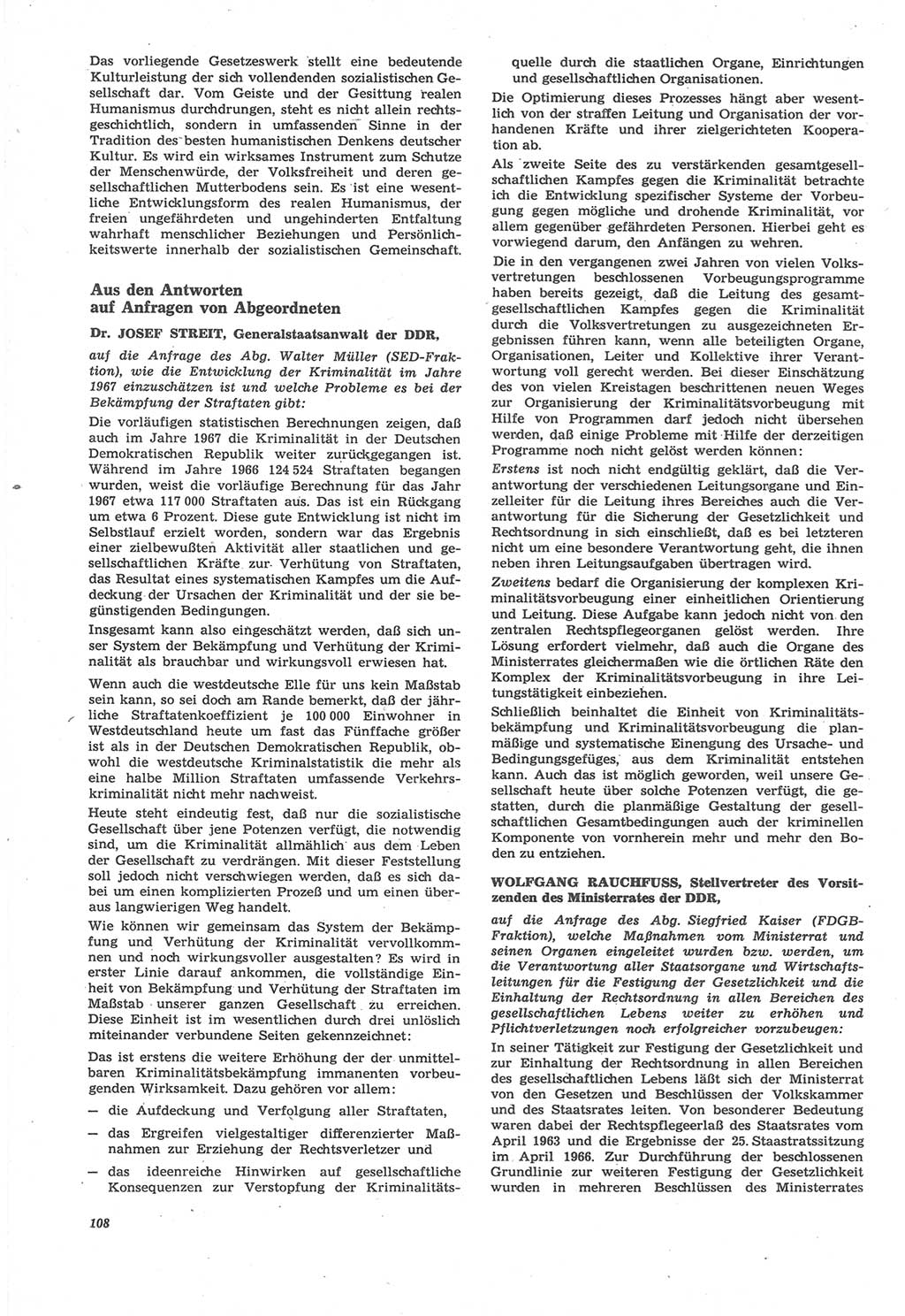 Neue Justiz (NJ), Zeitschrift für Recht und Rechtswissenschaft [Deutsche Demokratische Republik (DDR)], 22. Jahrgang 1968, Seite 108 (NJ DDR 1968, S. 108)
