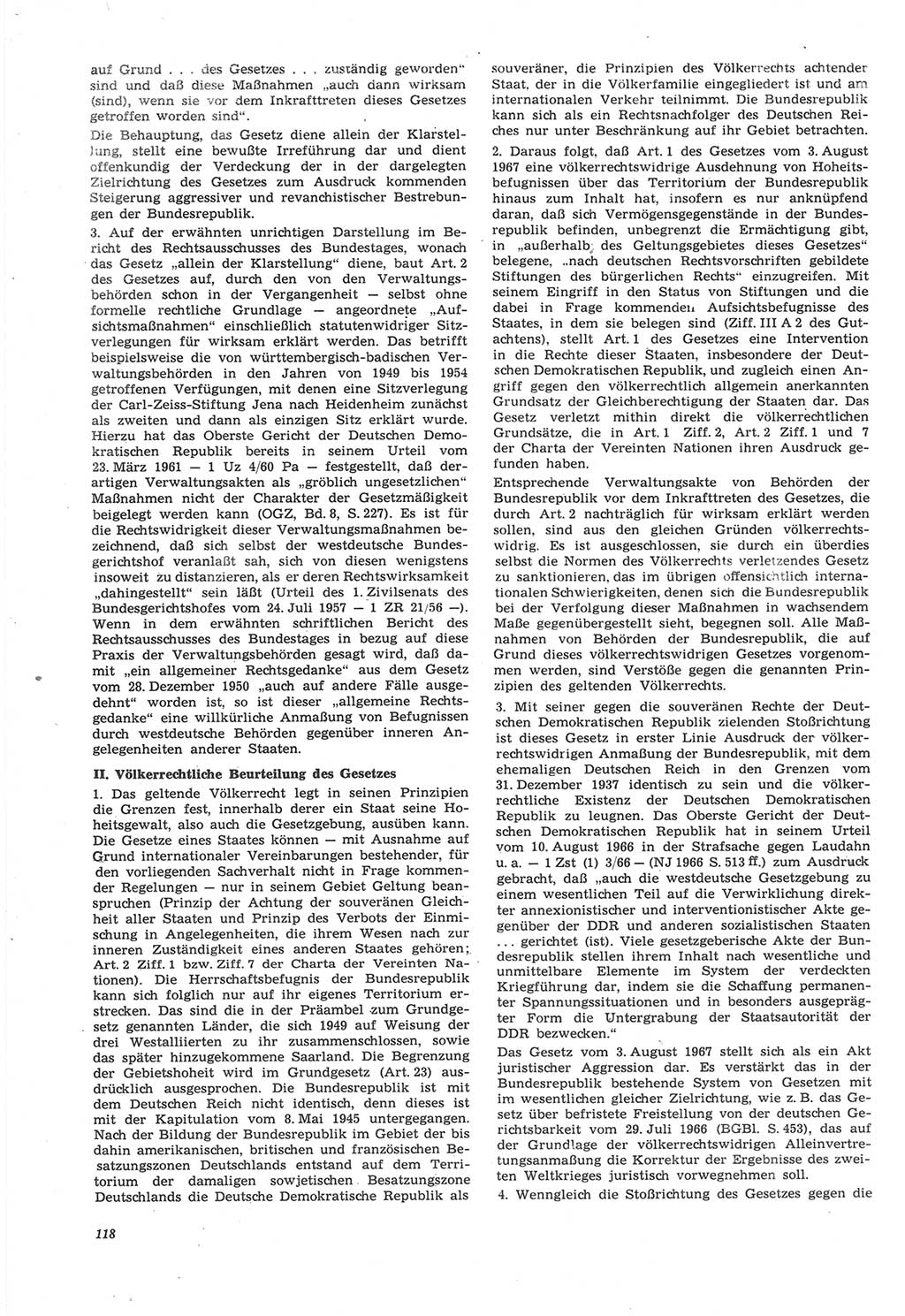 Neue Justiz (NJ), Zeitschrift für Recht und Rechtswissenschaft [Deutsche Demokratische Republik (DDR)], 22. Jahrgang 1968, Seite 118 (NJ DDR 1968, S. 118)