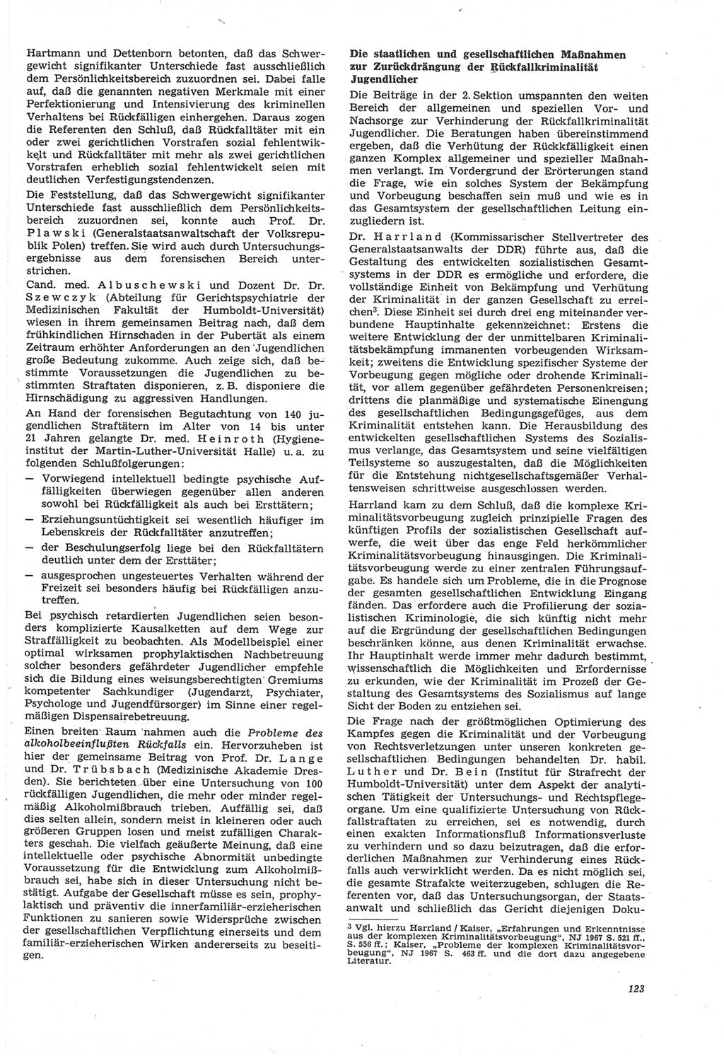 Neue Justiz (NJ), Zeitschrift für Recht und Rechtswissenschaft [Deutsche Demokratische Republik (DDR)], 22. Jahrgang 1968, Seite 123 (NJ DDR 1968, S. 123)