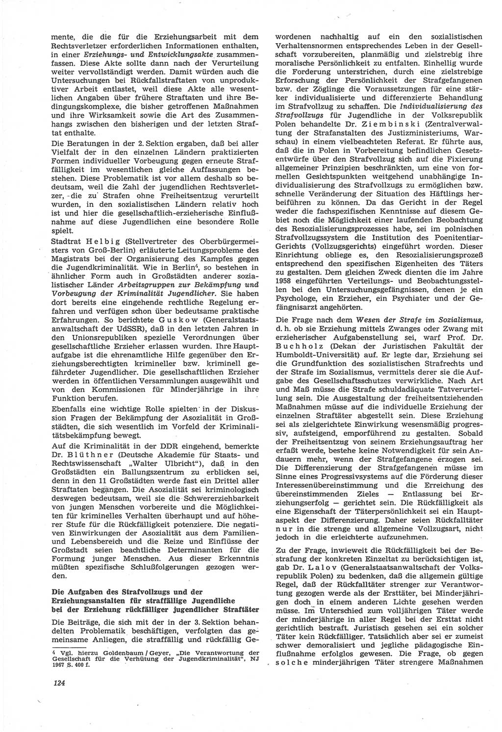 Neue Justiz (NJ), Zeitschrift für Recht und Rechtswissenschaft [Deutsche Demokratische Republik (DDR)], 22. Jahrgang 1968, Seite 124 (NJ DDR 1968, S. 124)