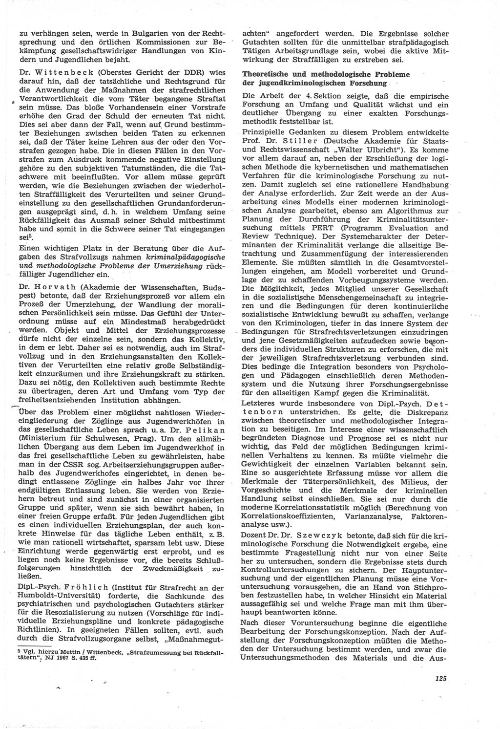 Neue Justiz (NJ), Zeitschrift für Recht und Rechtswissenschaft [Deutsche Demokratische Republik (DDR)], 22. Jahrgang 1968, Seite 125 (NJ DDR 1968, S. 125)