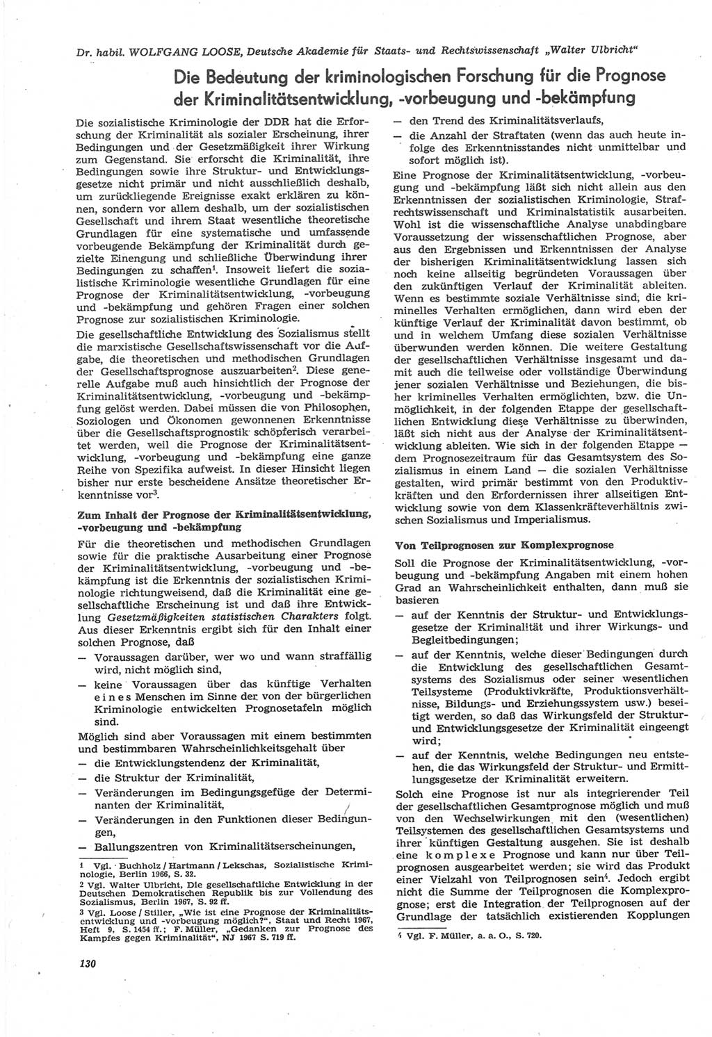 Neue Justiz (NJ), Zeitschrift für Recht und Rechtswissenschaft [Deutsche Demokratische Republik (DDR)], 22. Jahrgang 1968, Seite 130 (NJ DDR 1968, S. 130)