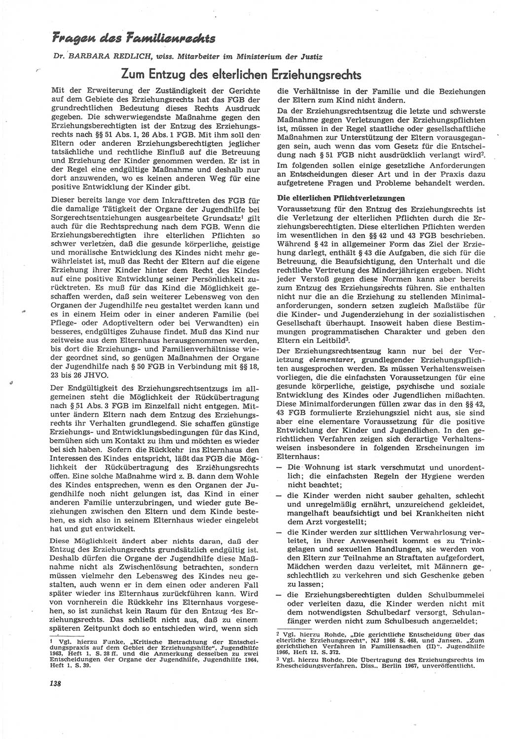 Neue Justiz (NJ), Zeitschrift für Recht und Rechtswissenschaft [Deutsche Demokratische Republik (DDR)], 22. Jahrgang 1968, Seite 138 (NJ DDR 1968, S. 138)