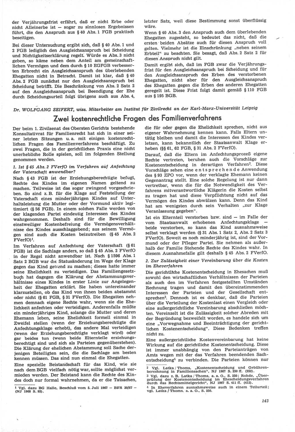 Neue Justiz (NJ), Zeitschrift für Recht und Rechtswissenschaft [Deutsche Demokratische Republik (DDR)], 22. Jahrgang 1968, Seite 143 (NJ DDR 1968, S. 143)