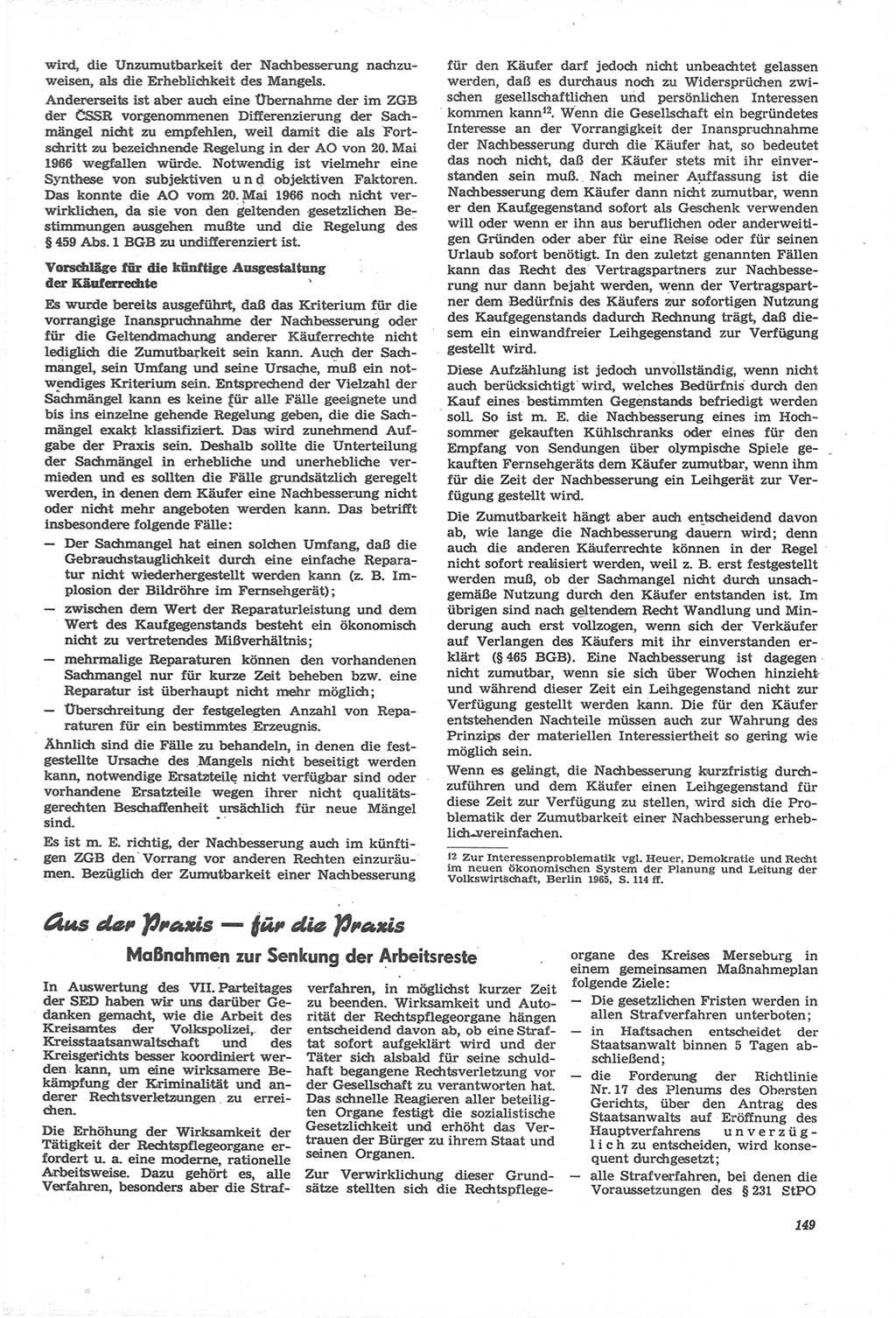 Neue Justiz (NJ), Zeitschrift für Recht und Rechtswissenschaft [Deutsche Demokratische Republik (DDR)], 22. Jahrgang 1968, Seite 149 (NJ DDR 1968, S. 149)