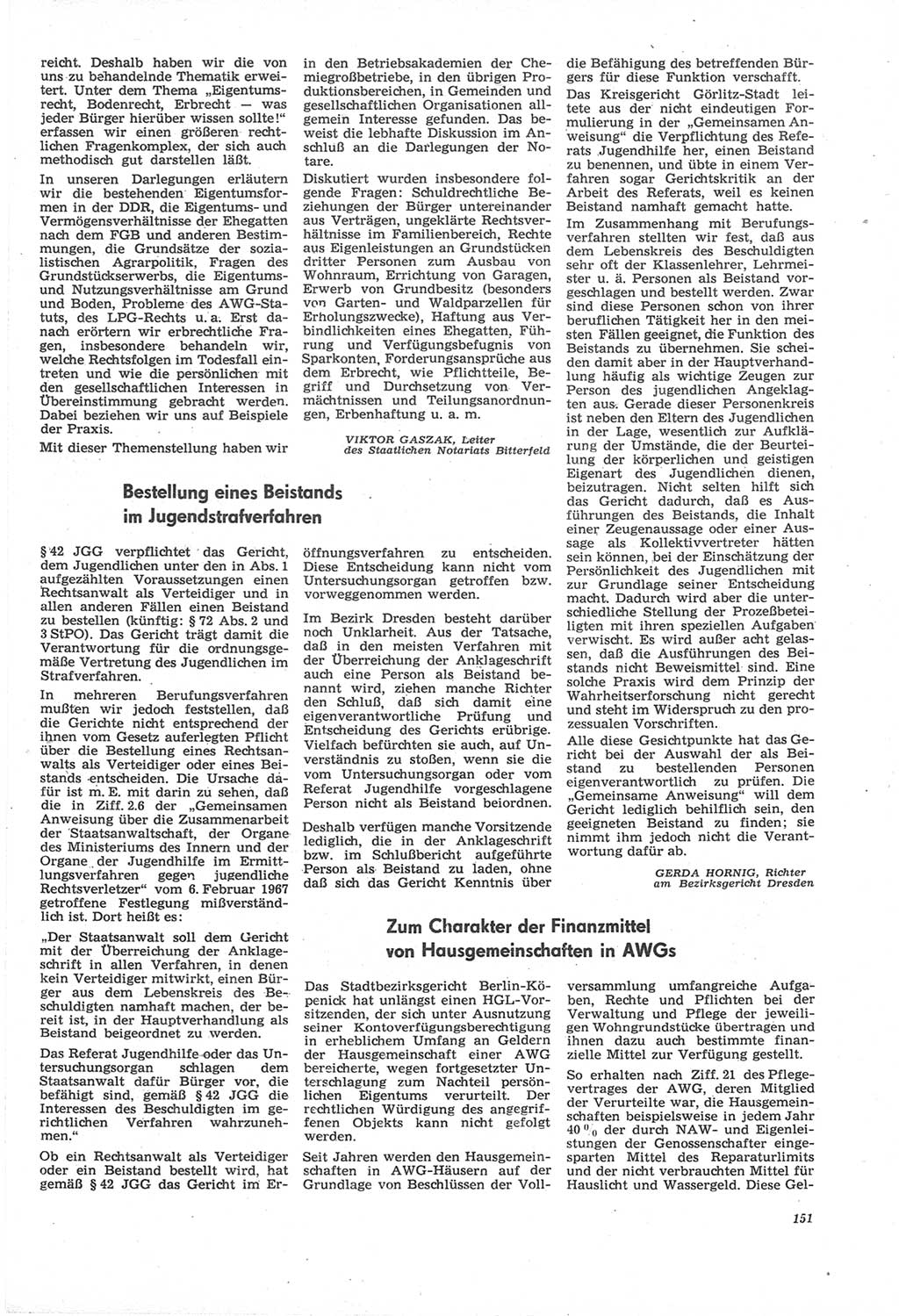 Neue Justiz (NJ), Zeitschrift für Recht und Rechtswissenschaft [Deutsche Demokratische Republik (DDR)], 22. Jahrgang 1968, Seite 151 (NJ DDR 1968, S. 151)