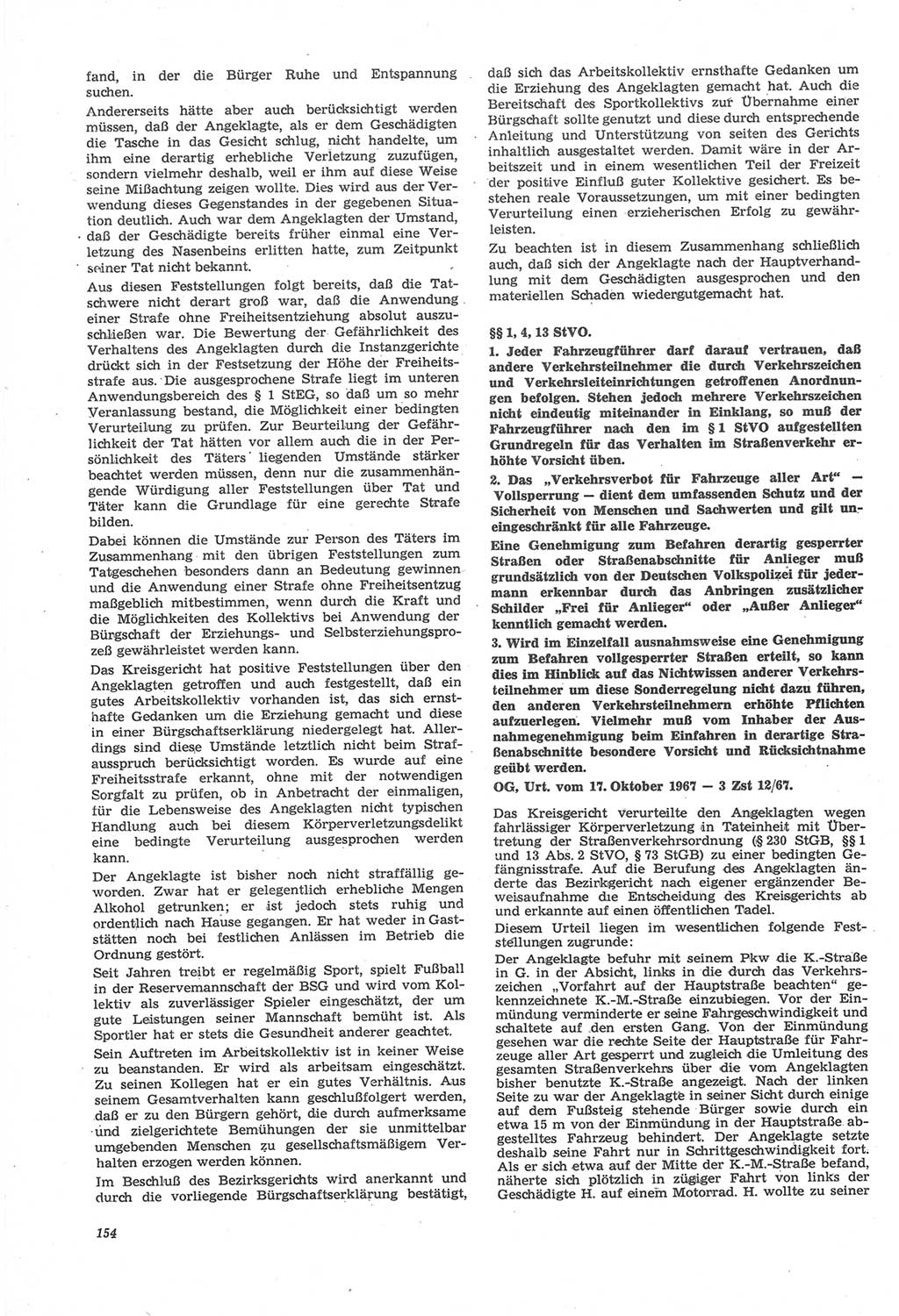 Neue Justiz (NJ), Zeitschrift für Recht und Rechtswissenschaft [Deutsche Demokratische Republik (DDR)], 22. Jahrgang 1968, Seite 154 (NJ DDR 1968, S. 154)