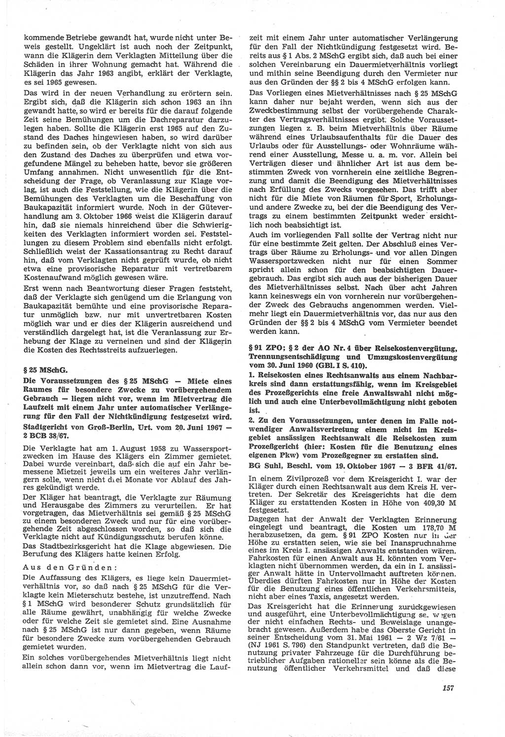 Neue Justiz (NJ), Zeitschrift für Recht und Rechtswissenschaft [Deutsche Demokratische Republik (DDR)], 22. Jahrgang 1968, Seite 157 (NJ DDR 1968, S. 157)