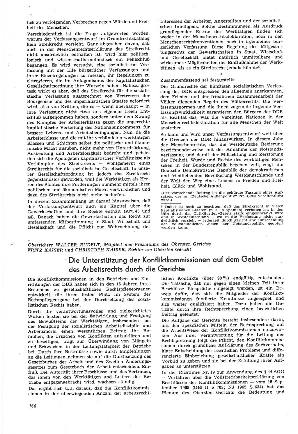 Neue Justiz (NJ), Zeitschrift für Recht und Rechtswissenschaft [Deutsche Demokratische Republik (DDR)], 22. Jahrgang 1968, Seite 164 (NJ DDR 1968, S. 164)