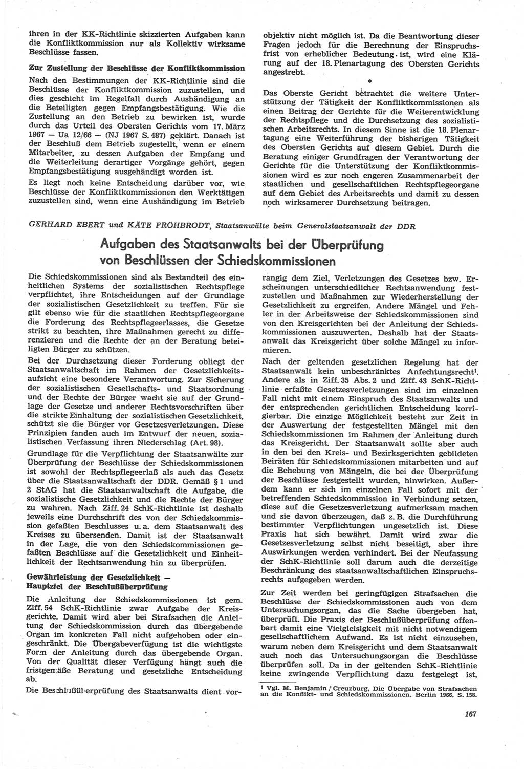 Neue Justiz (NJ), Zeitschrift für Recht und Rechtswissenschaft [Deutsche Demokratische Republik (DDR)], 22. Jahrgang 1968, Seite 167 (NJ DDR 1968, S. 167)