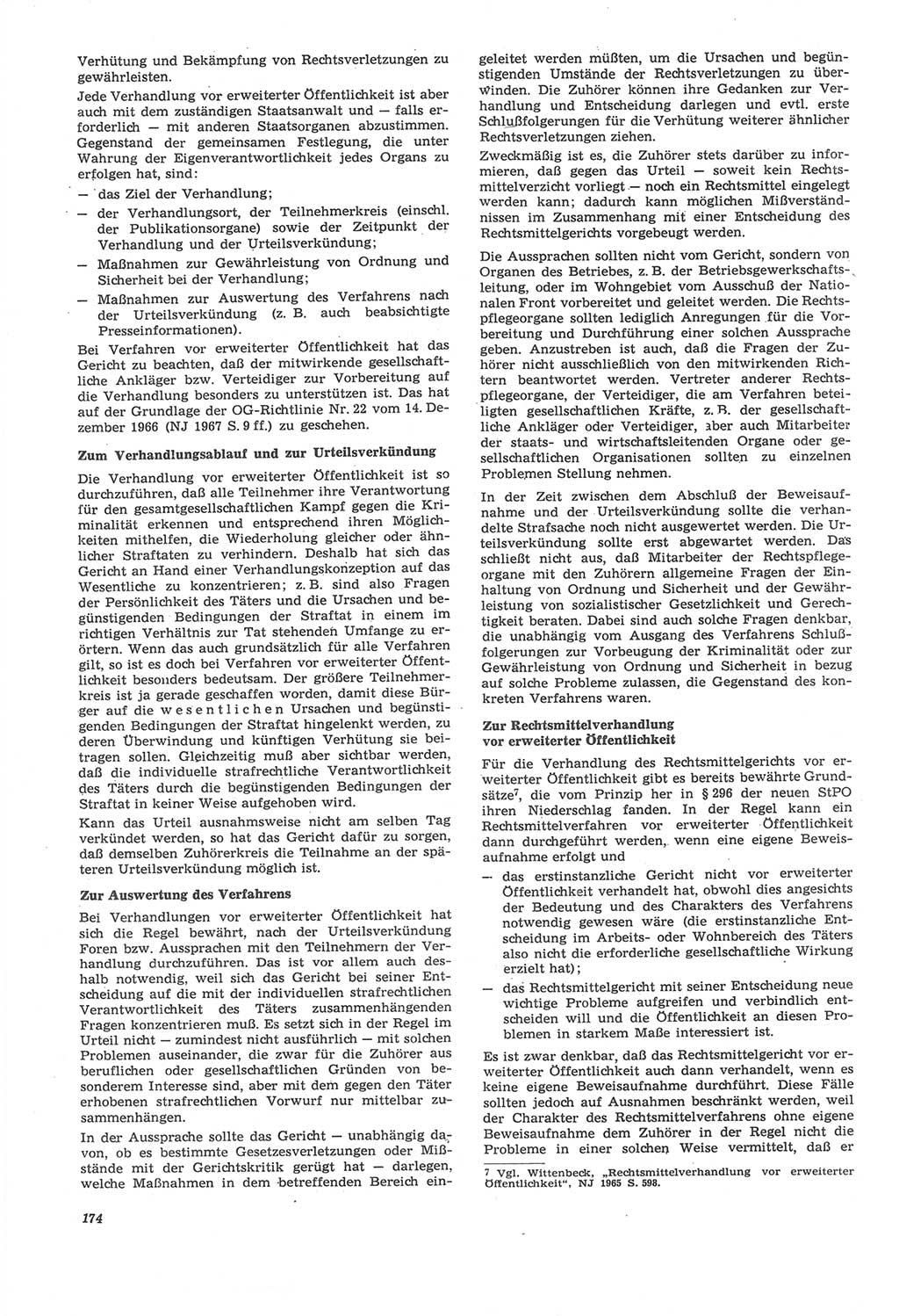 Neue Justiz (NJ), Zeitschrift für Recht und Rechtswissenschaft [Deutsche Demokratische Republik (DDR)], 22. Jahrgang 1968, Seite 174 (NJ DDR 1968, S. 174)