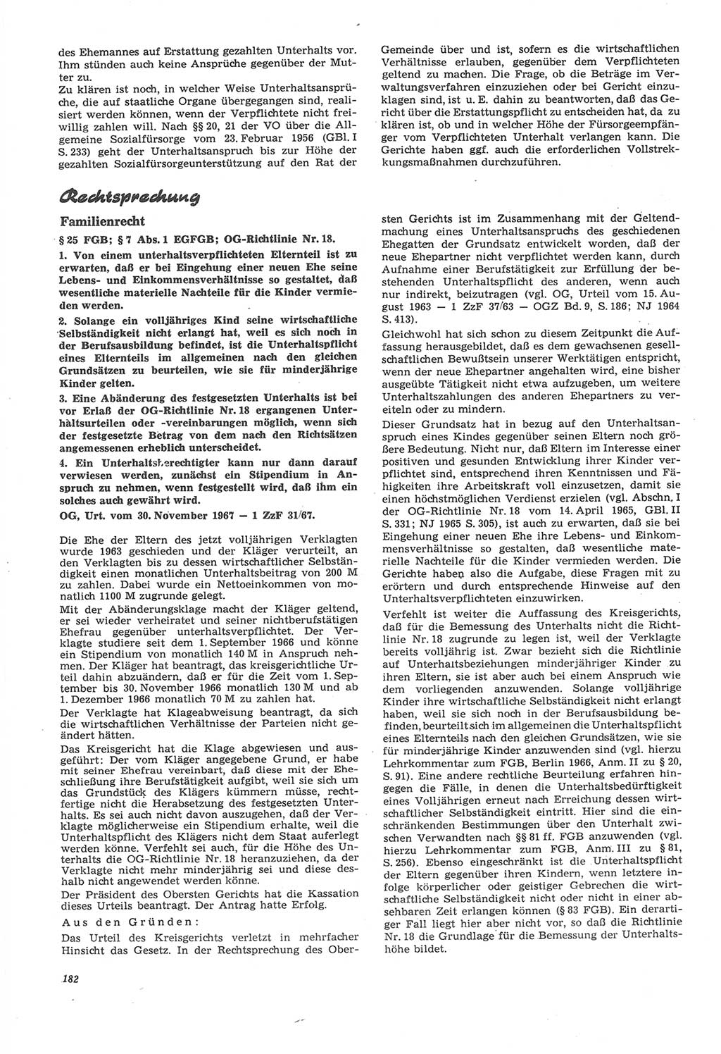 Neue Justiz (NJ), Zeitschrift für Recht und Rechtswissenschaft [Deutsche Demokratische Republik (DDR)], 22. Jahrgang 1968, Seite 182 (NJ DDR 1968, S. 182)