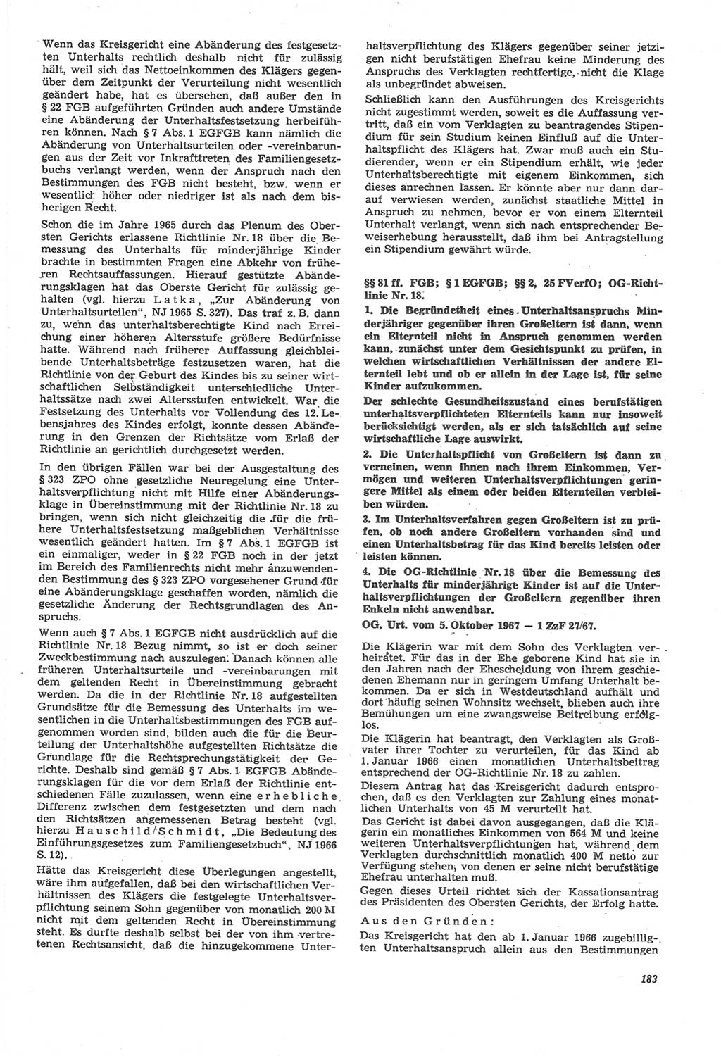 Neue Justiz (NJ), Zeitschrift für Recht und Rechtswissenschaft [Deutsche Demokratische Republik (DDR)], 22. Jahrgang 1968, Seite 183 (NJ DDR 1968, S. 183)