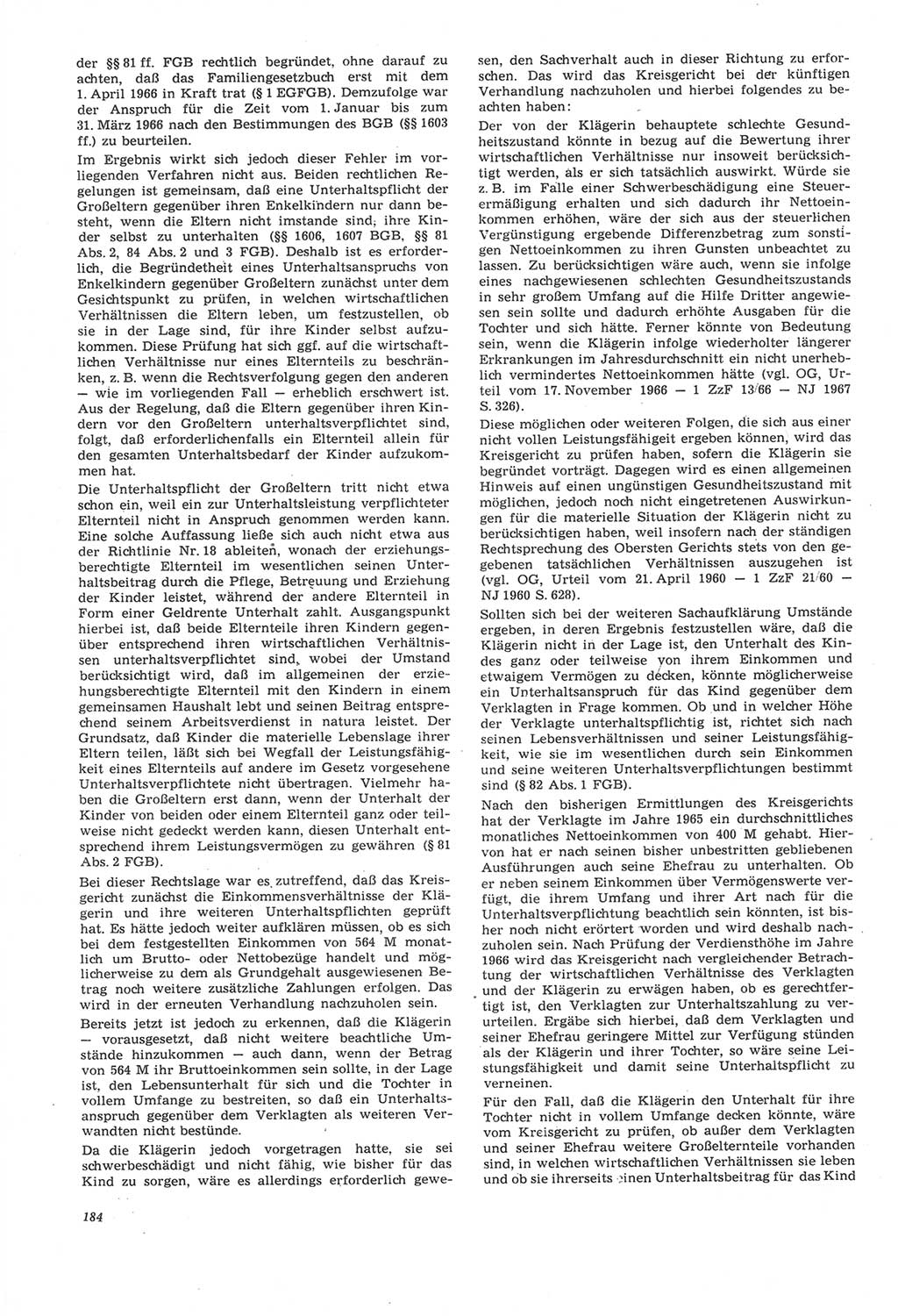 Neue Justiz (NJ), Zeitschrift für Recht und Rechtswissenschaft [Deutsche Demokratische Republik (DDR)], 22. Jahrgang 1968, Seite 184 (NJ DDR 1968, S. 184)