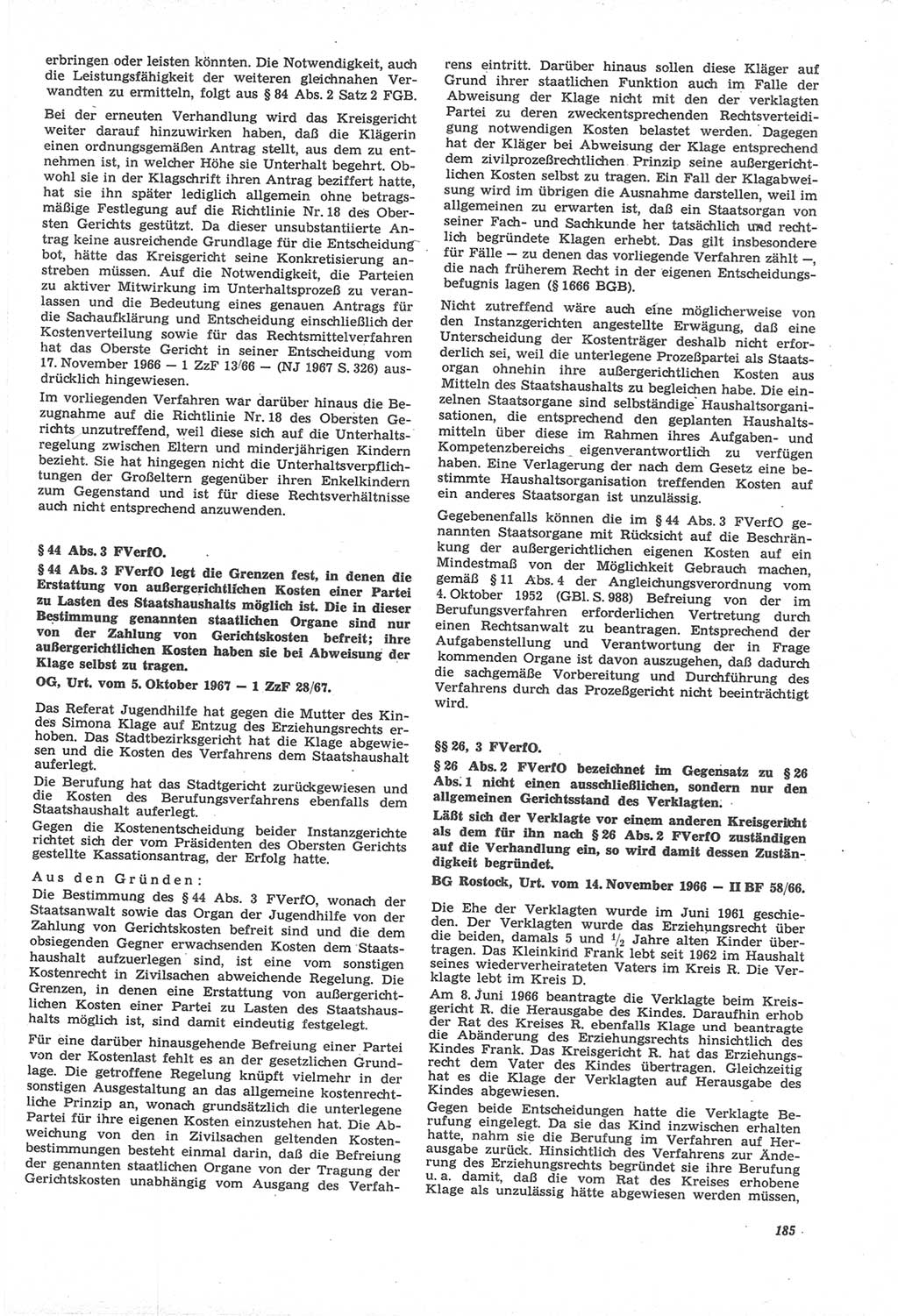 Neue Justiz (NJ), Zeitschrift für Recht und Rechtswissenschaft [Deutsche Demokratische Republik (DDR)], 22. Jahrgang 1968, Seite 185 (NJ DDR 1968, S. 185)