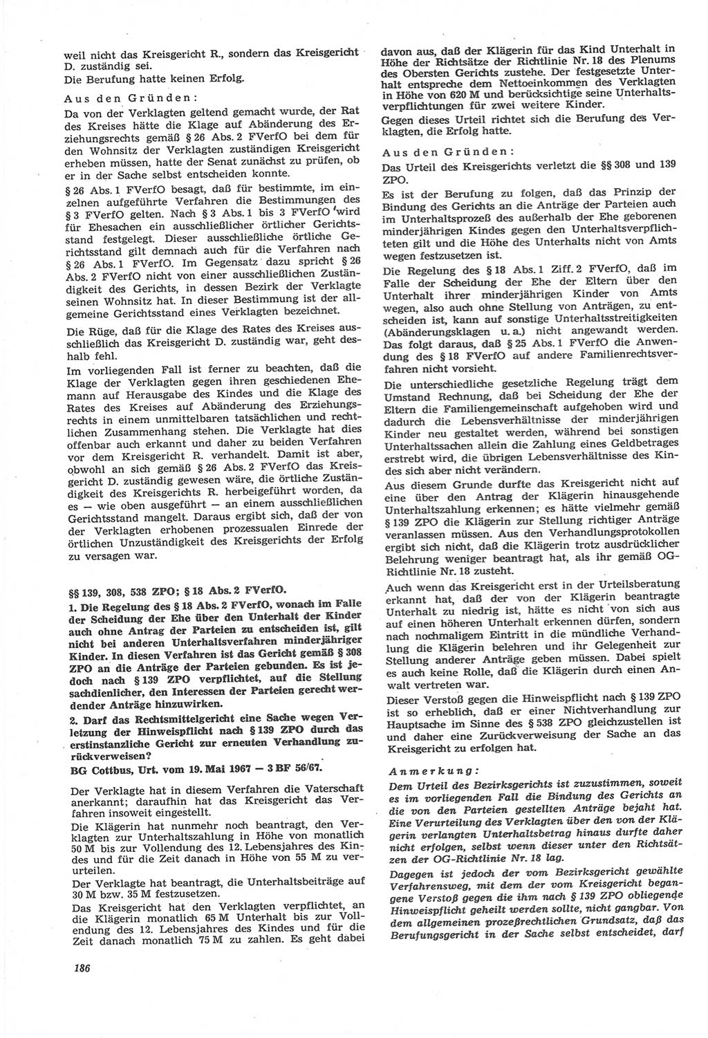 Neue Justiz (NJ), Zeitschrift für Recht und Rechtswissenschaft [Deutsche Demokratische Republik (DDR)], 22. Jahrgang 1968, Seite 186 (NJ DDR 1968, S. 186)