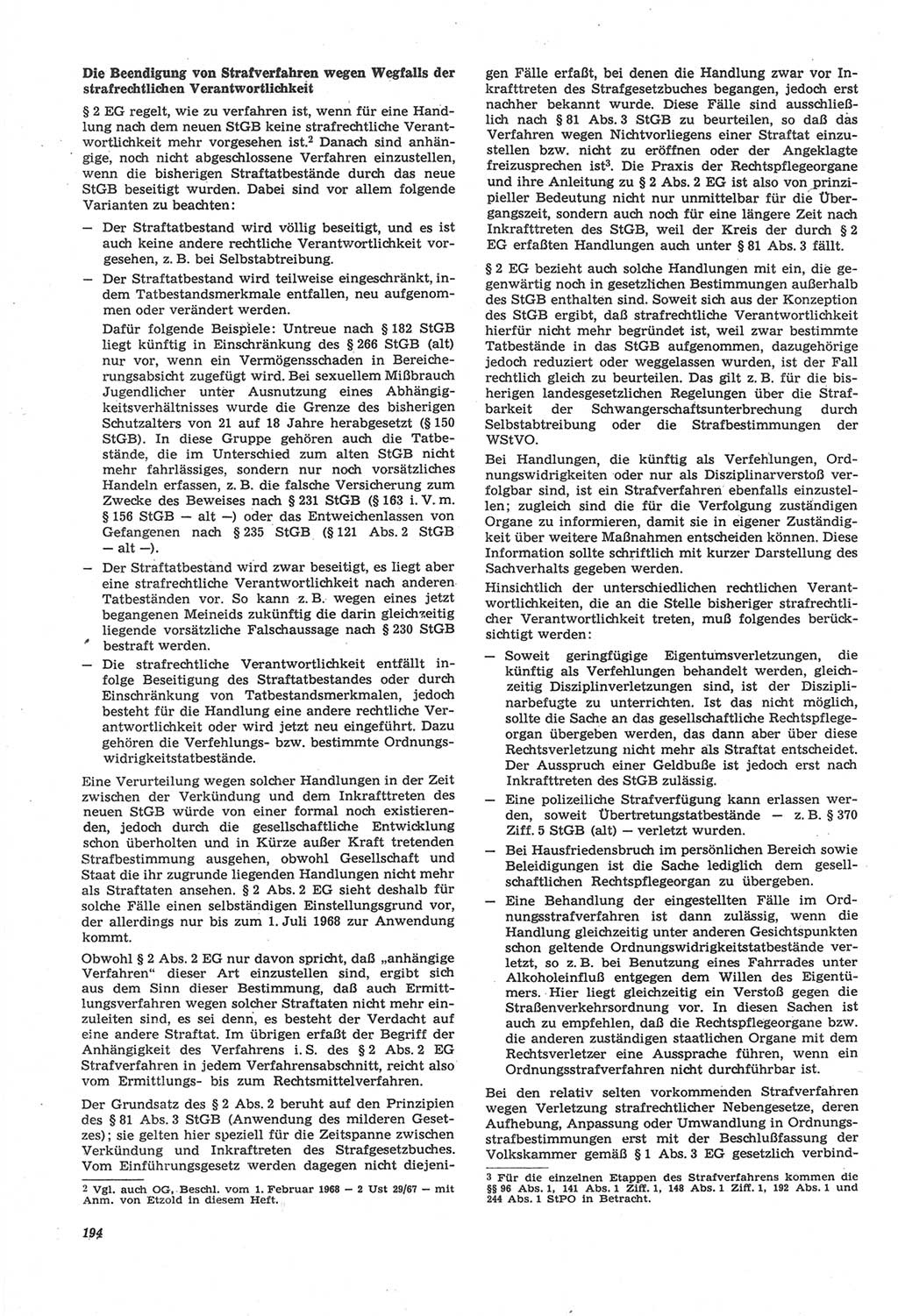 Neue Justiz (NJ), Zeitschrift für Recht und Rechtswissenschaft [Deutsche Demokratische Republik (DDR)], 22. Jahrgang 1968, Seite 194 (NJ DDR 1968, S. 194)