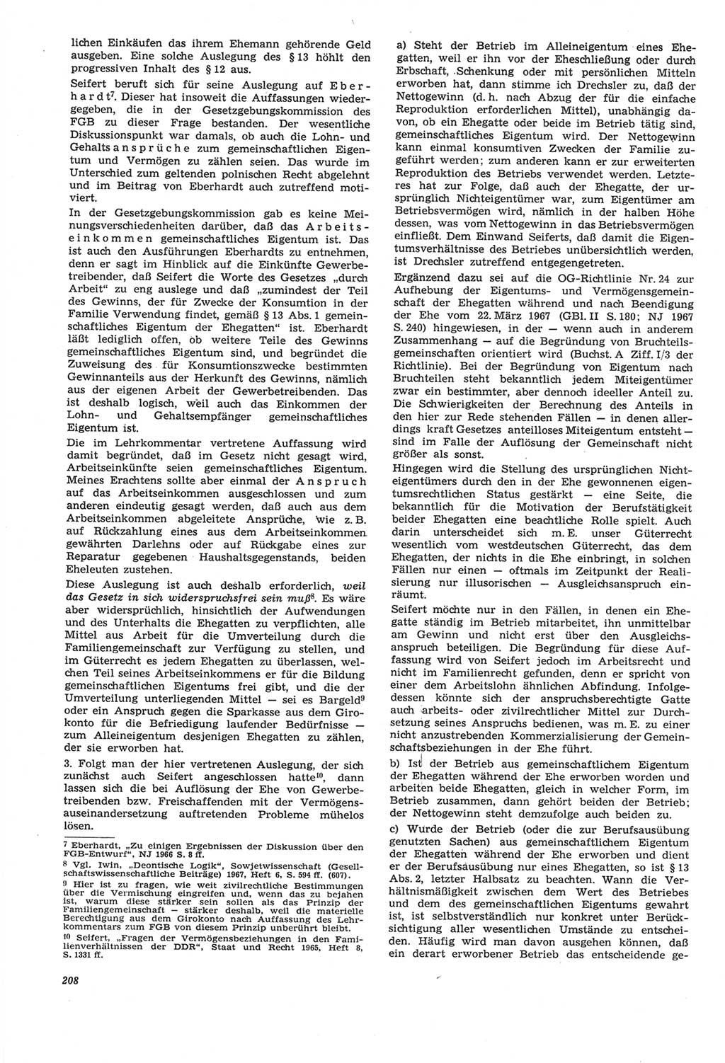 Neue Justiz (NJ), Zeitschrift für Recht und Rechtswissenschaft [Deutsche Demokratische Republik (DDR)], 22. Jahrgang 1968, Seite 208 (NJ DDR 1968, S. 208)