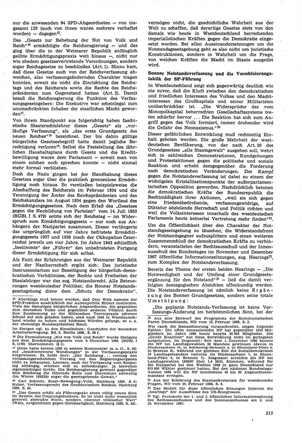 Neue Justiz (NJ), Zeitschrift für Recht und Rechtswissenschaft [Deutsche Demokratische Republik (DDR)], 22. Jahrgang 1968, Seite 213 (NJ DDR 1968, S. 213)
