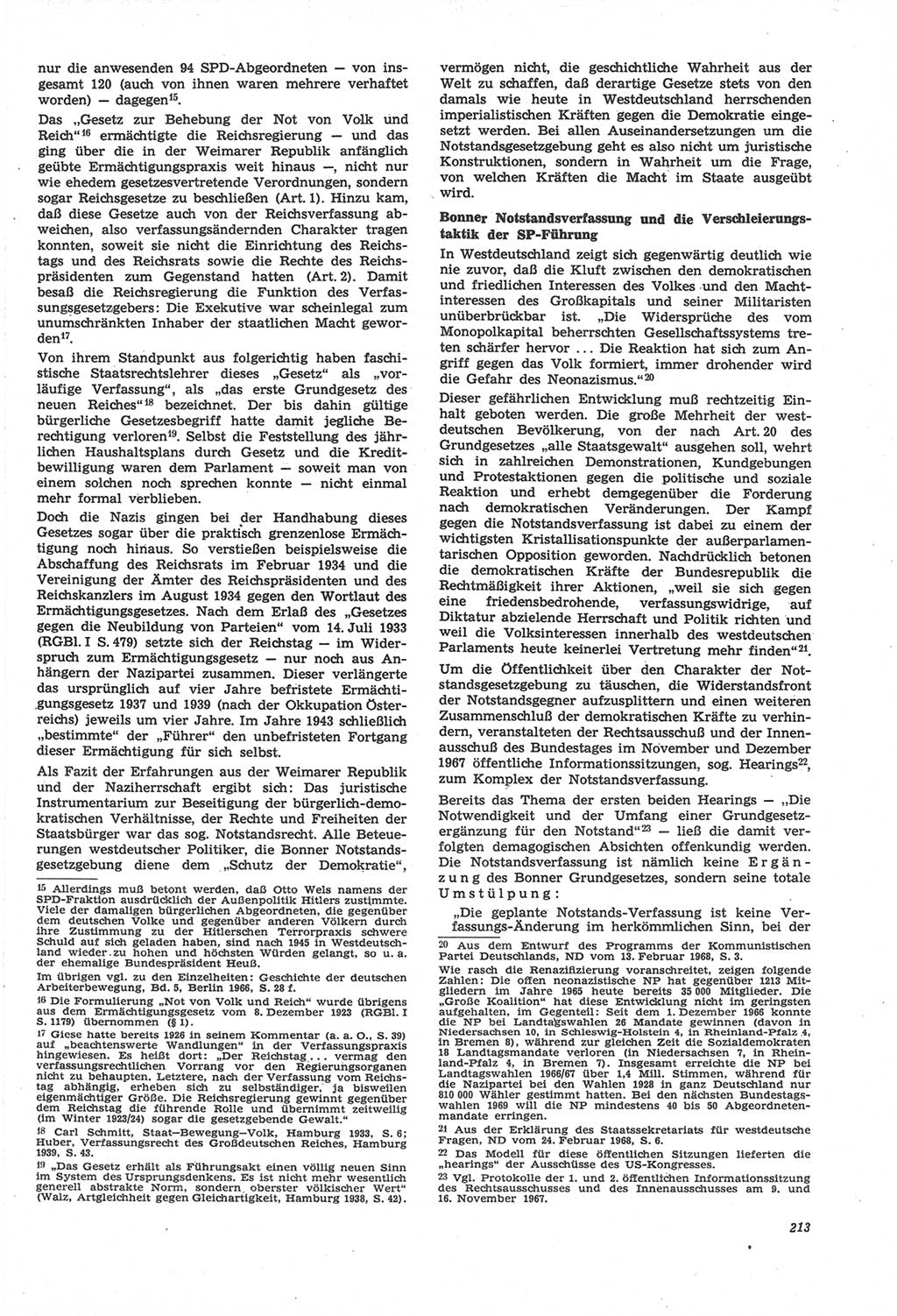 Neue Justiz (NJ), Zeitschrift für Recht und Rechtswissenschaft [Deutsche Demokratische Republik (DDR)], 22. Jahrgang 1968, Seite 213 (NJ DDR 1968, S. 213)